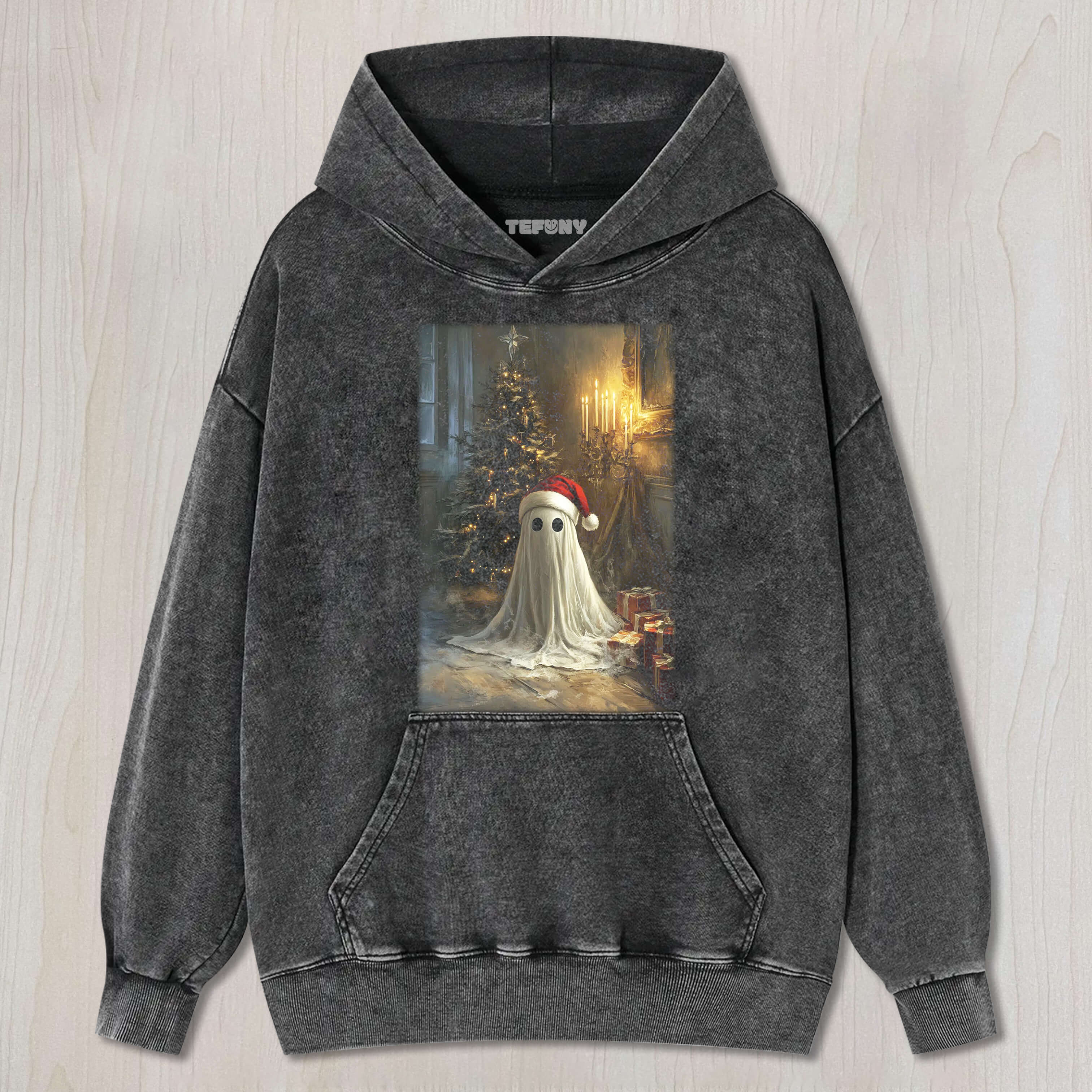 GHOST WEARING A SANTA HAT TEE & SWEAT & HOOD