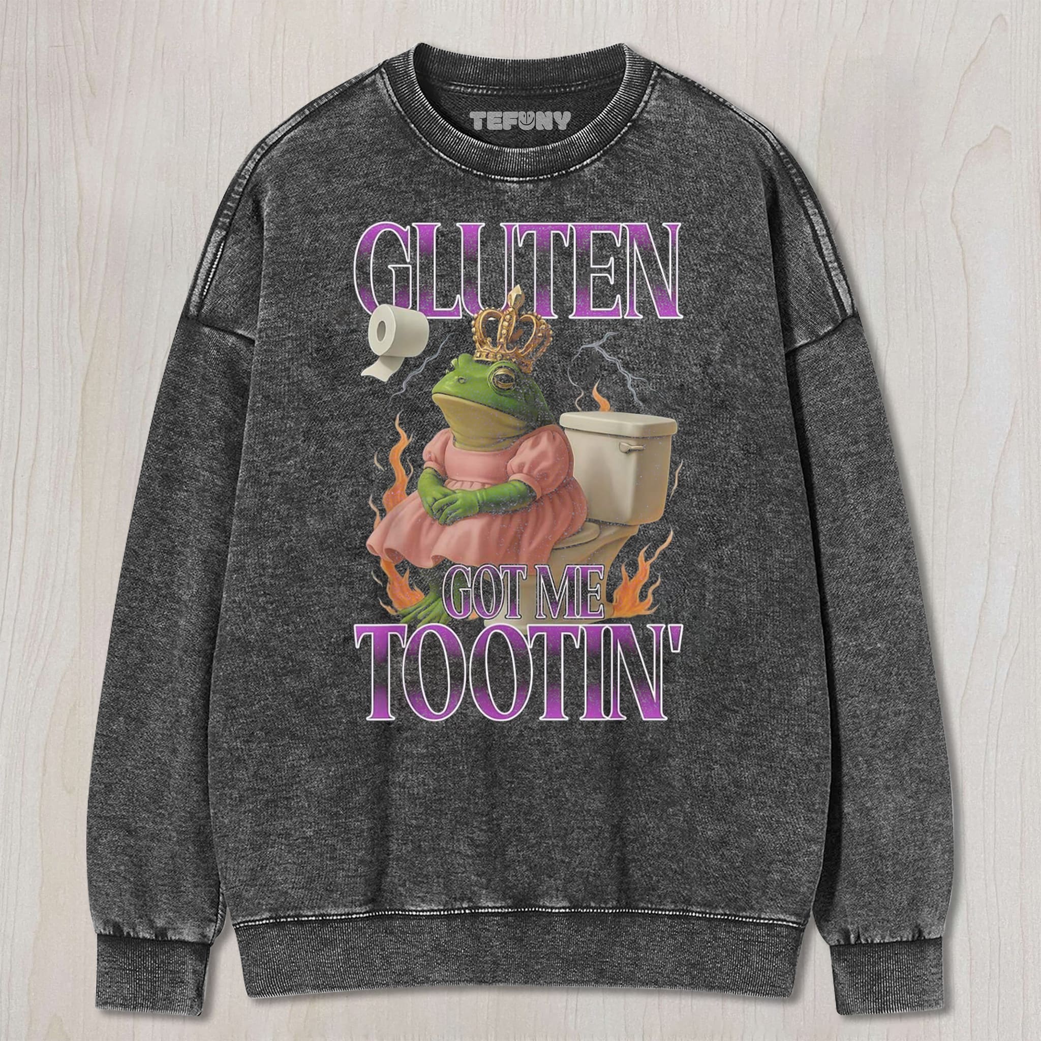GLUTEN GOT ME TOOTIN UNISEX TEE, TANK TOP, LAYERED LS, SWEATSHIRT & HOODIE