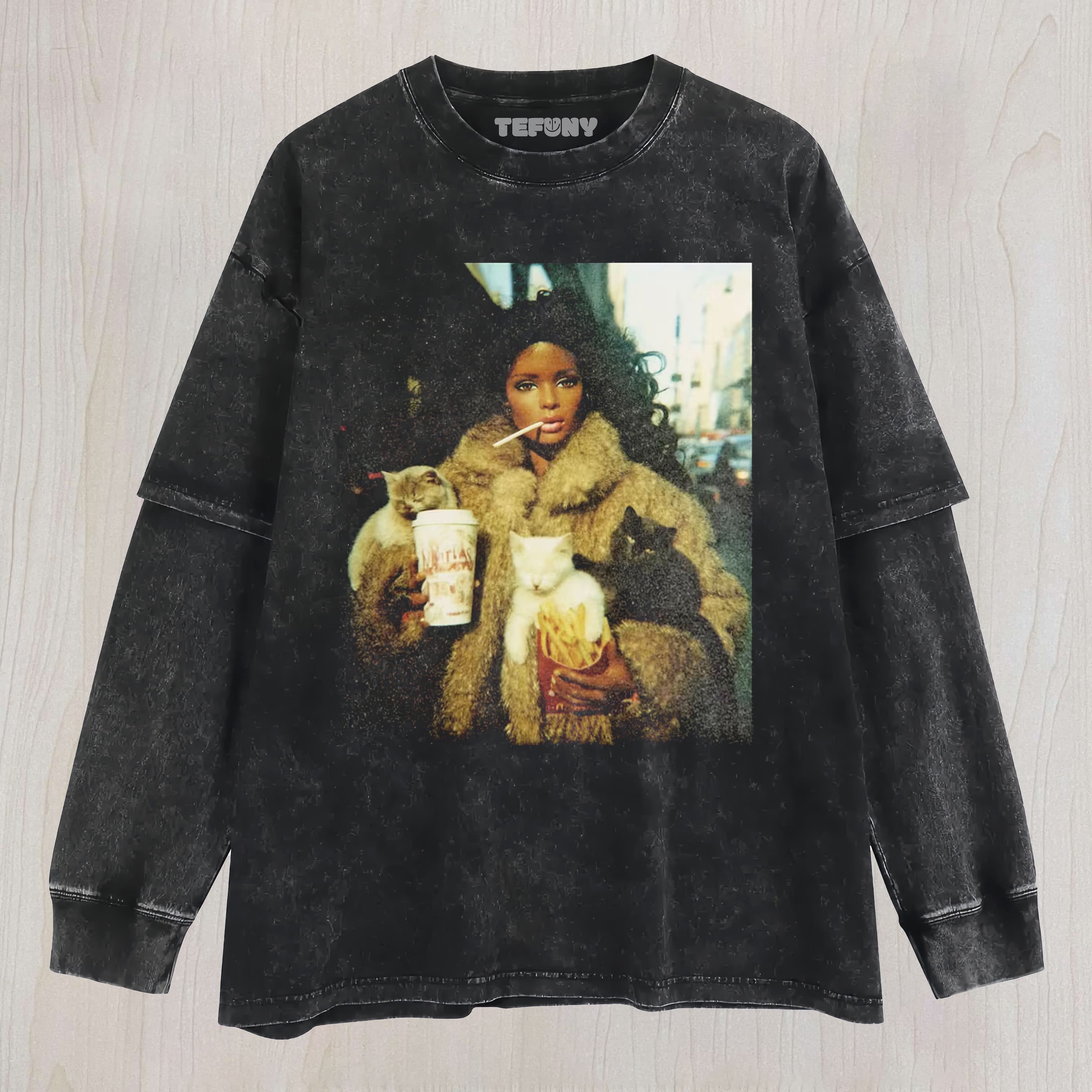 GORGEOUS COATMCDONALD'S BLACK GIRLDOLL FACE UNISEX TEE, TANK TOP, LAYERED LS, SWEATSHIRT & HOODIE
