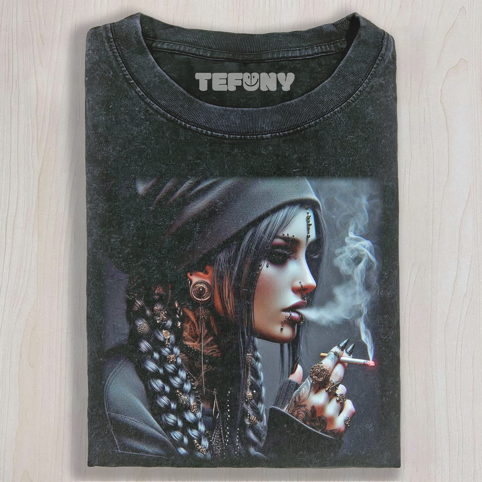 GOTHIC GIRL SMOKING UNISEX TEE, TANK TOP, LAYERED LS, SWEATSHIRT & HOODIE