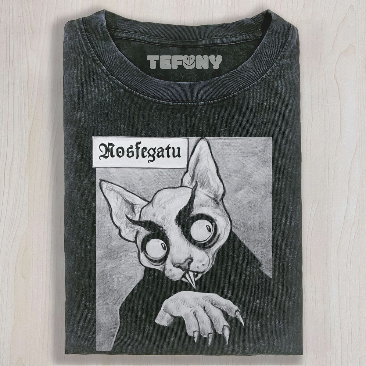 GOTHIC VAMPIRE CAT RETRO HORROR SKETCH GRAPHIC UNISEX TEE, TANK TOP, LAYERED LS, SWEATSHIRT & HOODIE