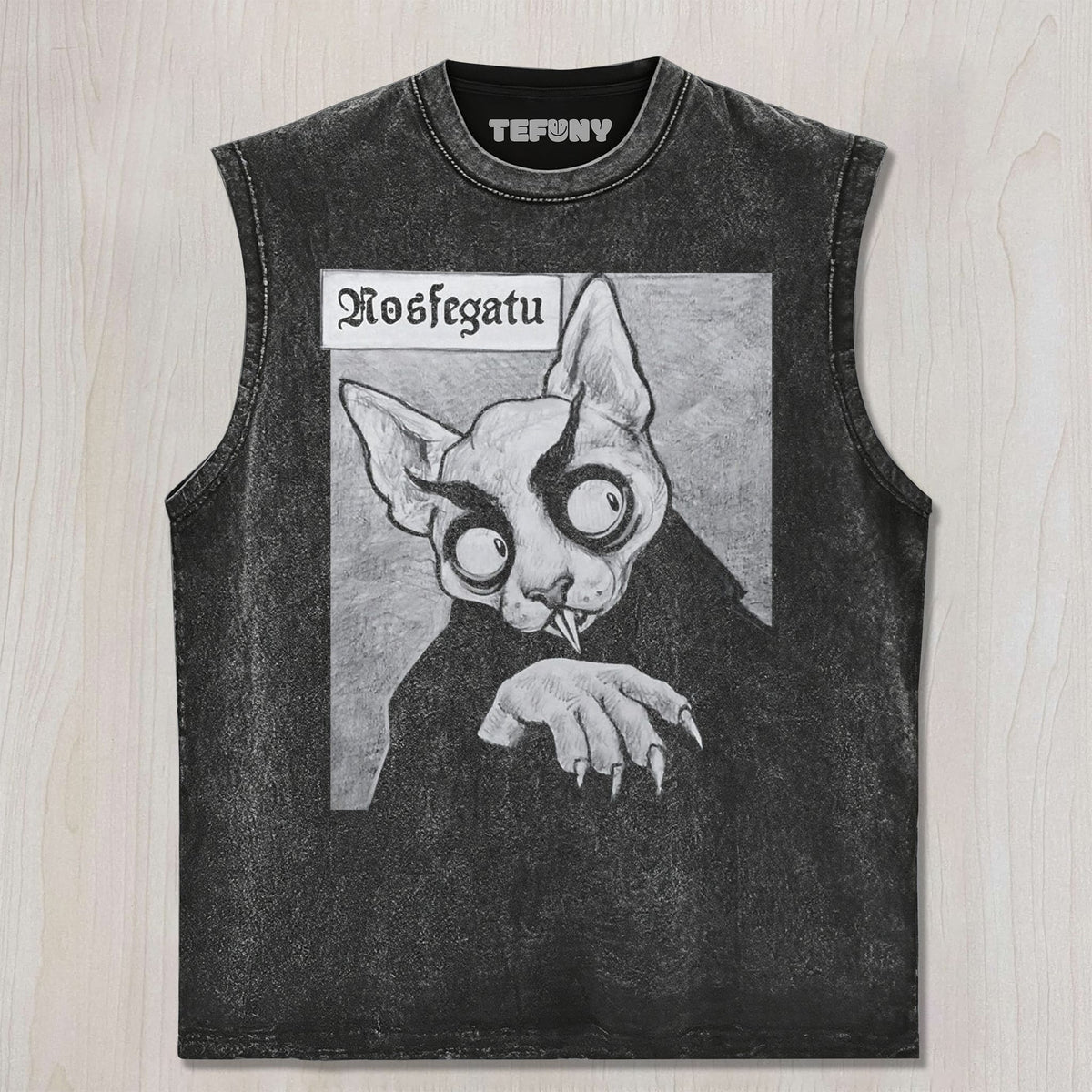 GOTHIC VAMPIRE CAT RETRO HORROR SKETCH GRAPHIC UNISEX TEE, TANK TOP, LAYERED LS, SWEATSHIRT & HOODIE