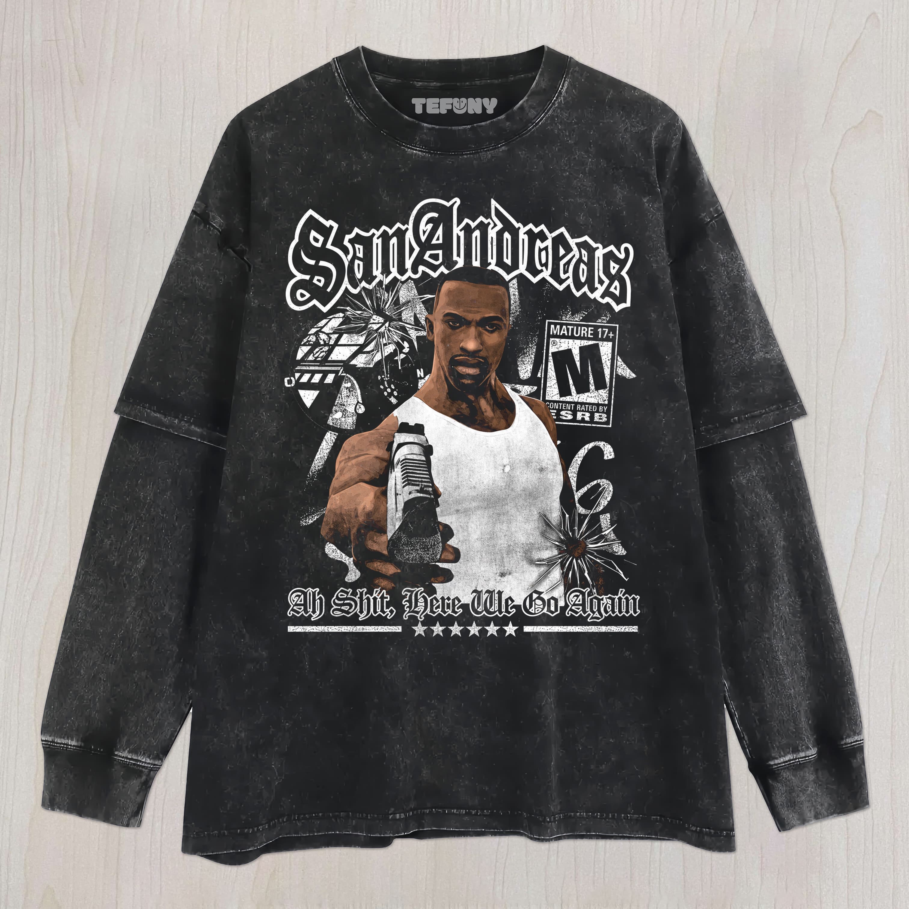GRAND THEFT AUTO V CJ CARL JOHNSON UNISEX TEE, TANK TOP, LAYERED LS, SWEATSHIRT & HOODIE