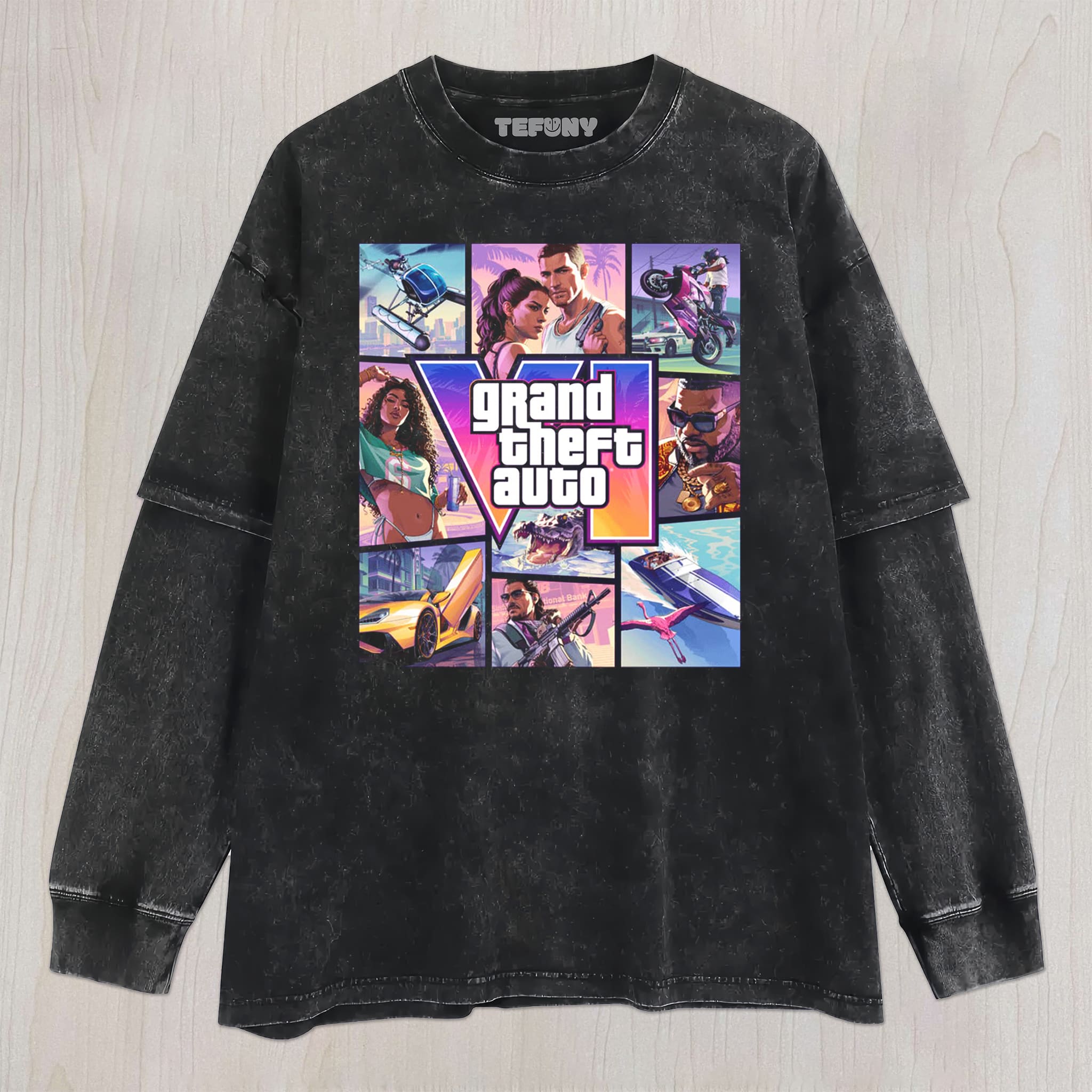 GTA VI V11 UNISEX TEE, TANK TOP, LAYERED LS, SWEATSHIRT & HOODIE