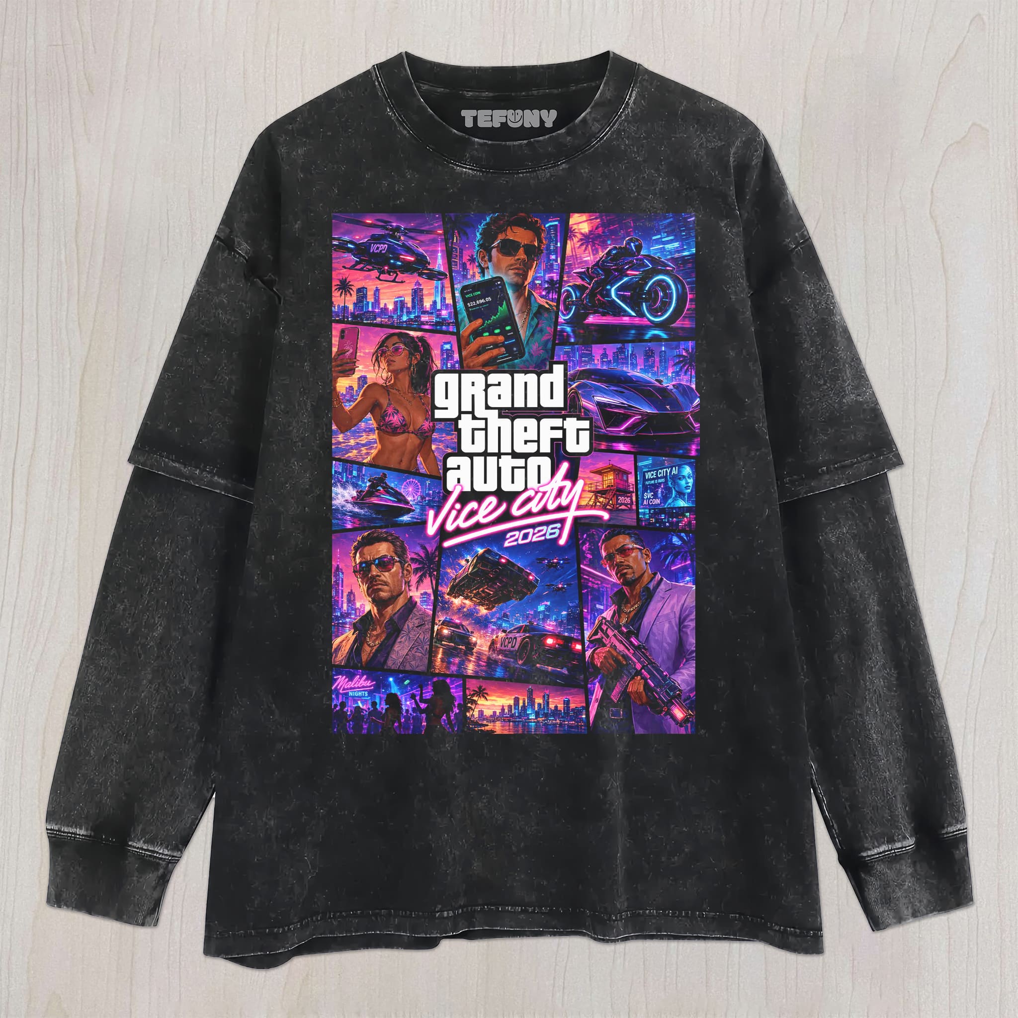 GTA VI V2 UNISEX TEE, TANK TOP, LAYERED LS, SWEATSHIRT & HOODIE