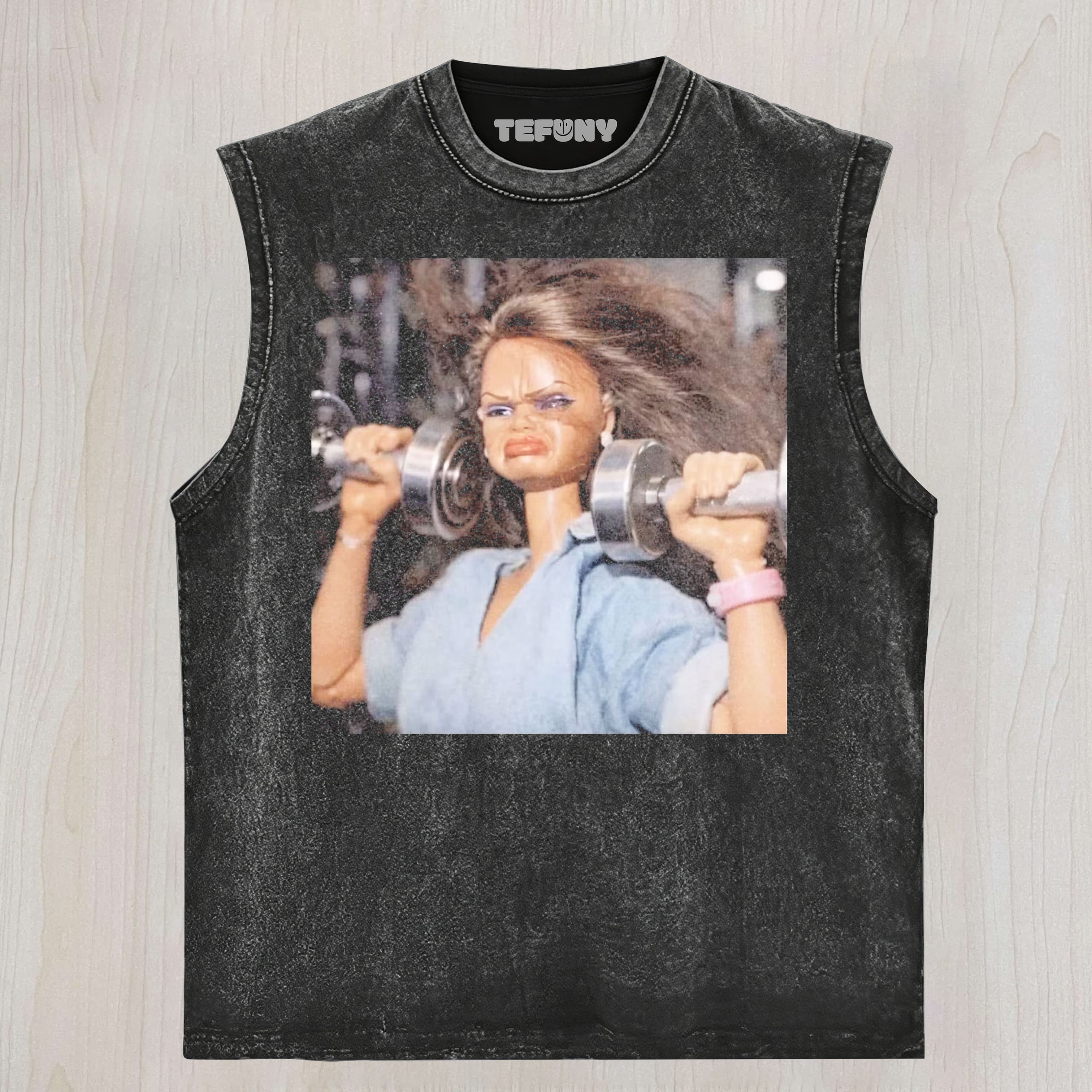 GYM DOLL GIRL FACE MEME V2 UNISEX TEE, TANK TOP, LAYERED LS, SWEATSHIRT & HOODIE