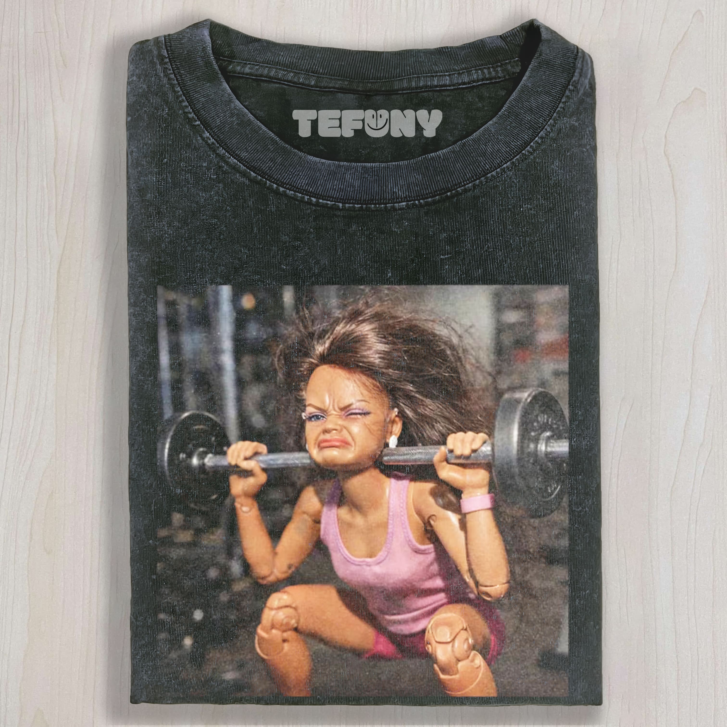 GYM DOLL GIRL FACE MEME UNISEX TEE, TANK TOP, LAYERED LS, SWEATSHIRT & HOODIE