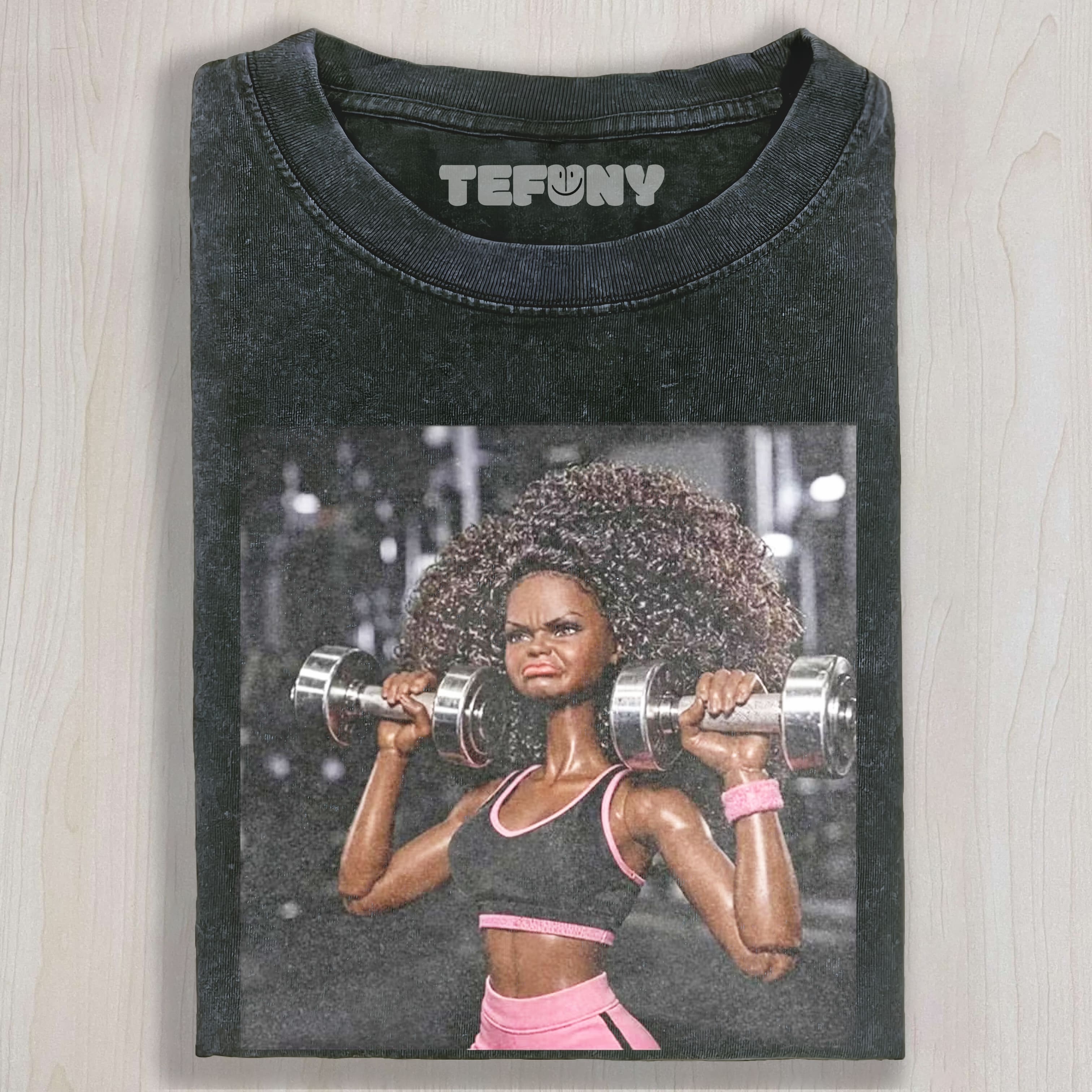 GYM DOLL GIRL FUNNY FACE MEME V13 UNISEX TEE, TANK TOP, LAYERED LS, SWEATSHIRT & HOODIE