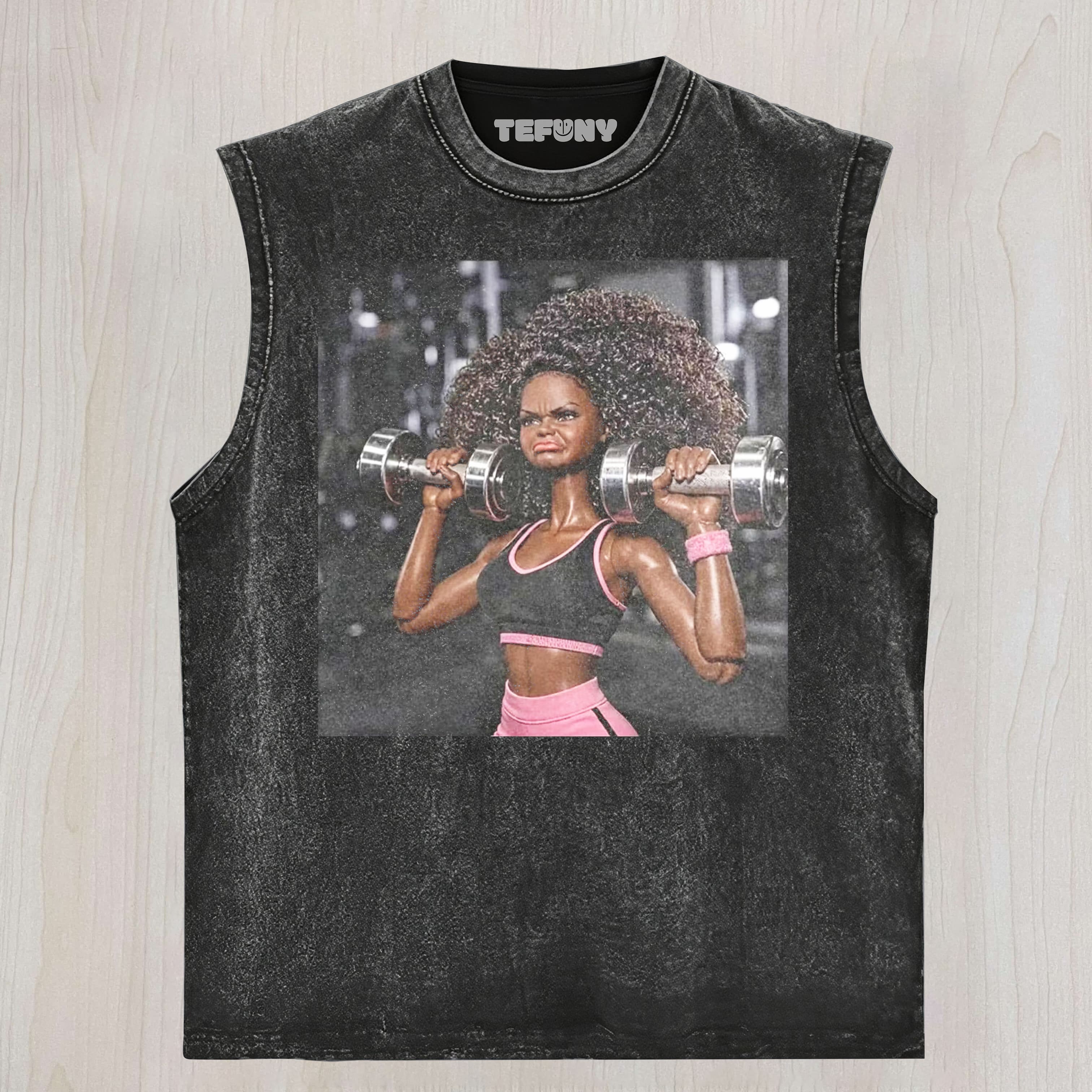GYM DOLL GIRL FUNNY FACE MEME V13 UNISEX TEE, TANK TOP, LAYERED LS, SWEATSHIRT & HOODIE