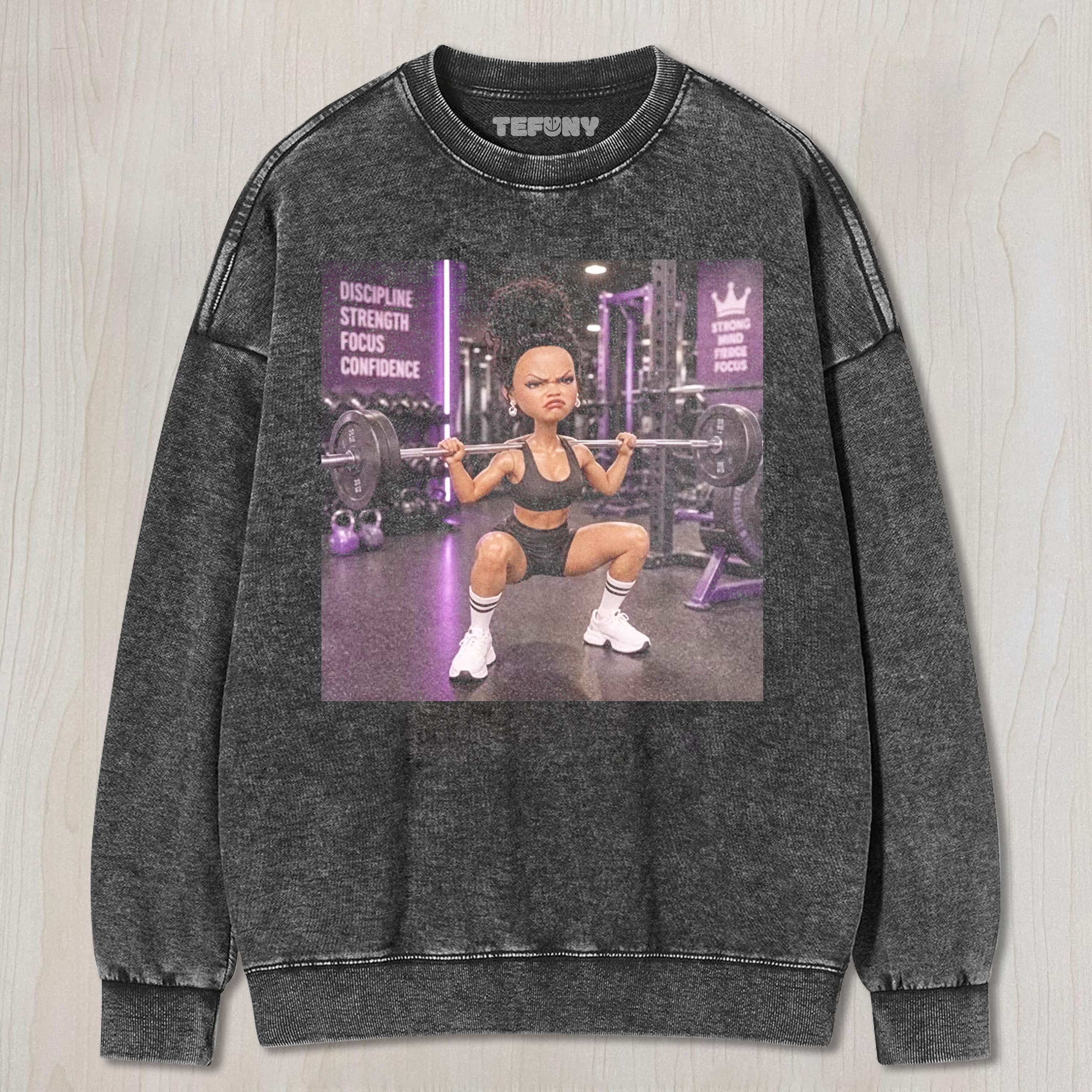 GYM DOLL GIRL FUNNY FACE MEME V16 UNISEX TEE, TANK TOP, LAYERED LS, SWEATSHIRT & HOODIE