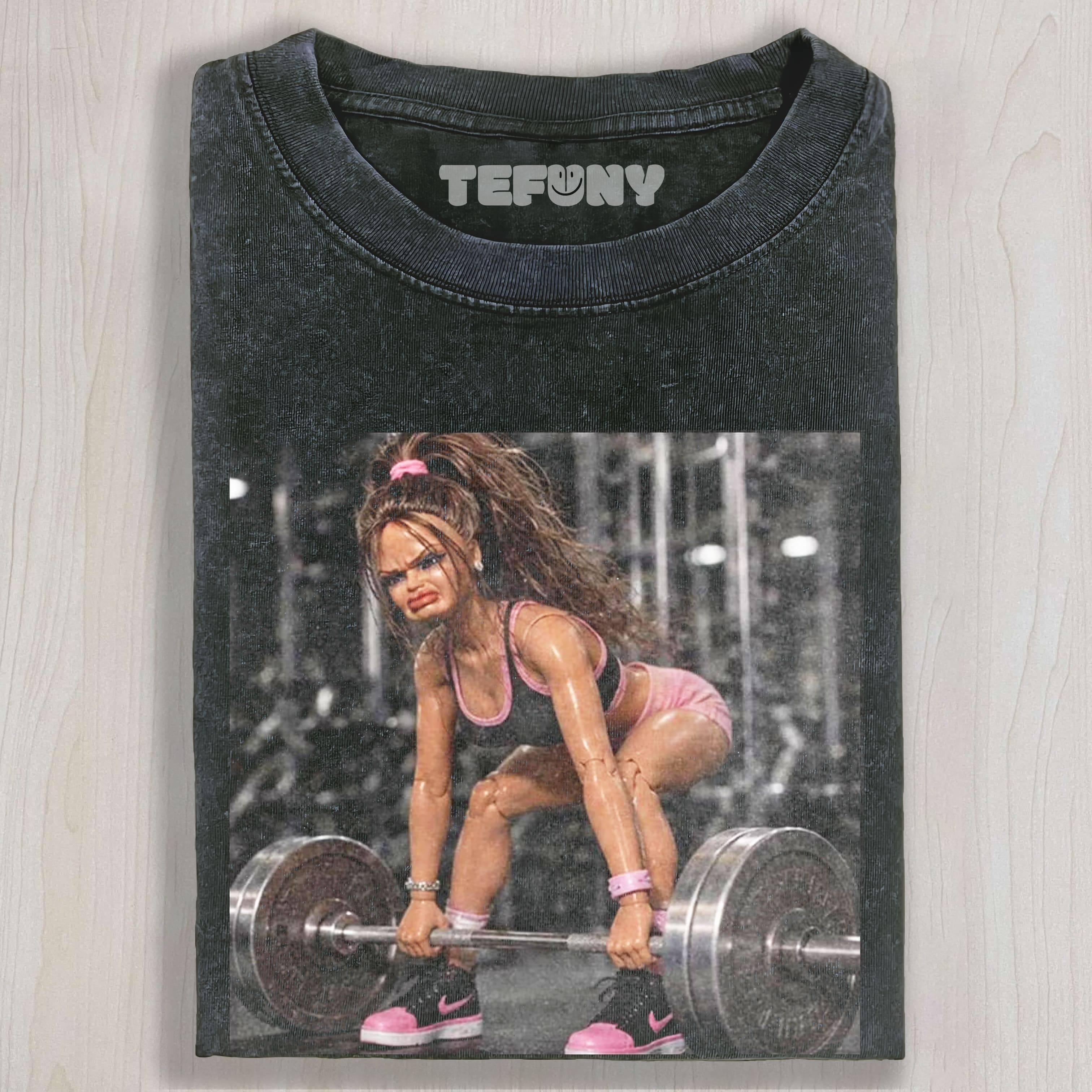 GYM DOLL GIRL FUNNY FACE MEME V4 UNISEX TEE, TANK TOP, LAYERED LS, SWEATSHIRT & HOODIE
