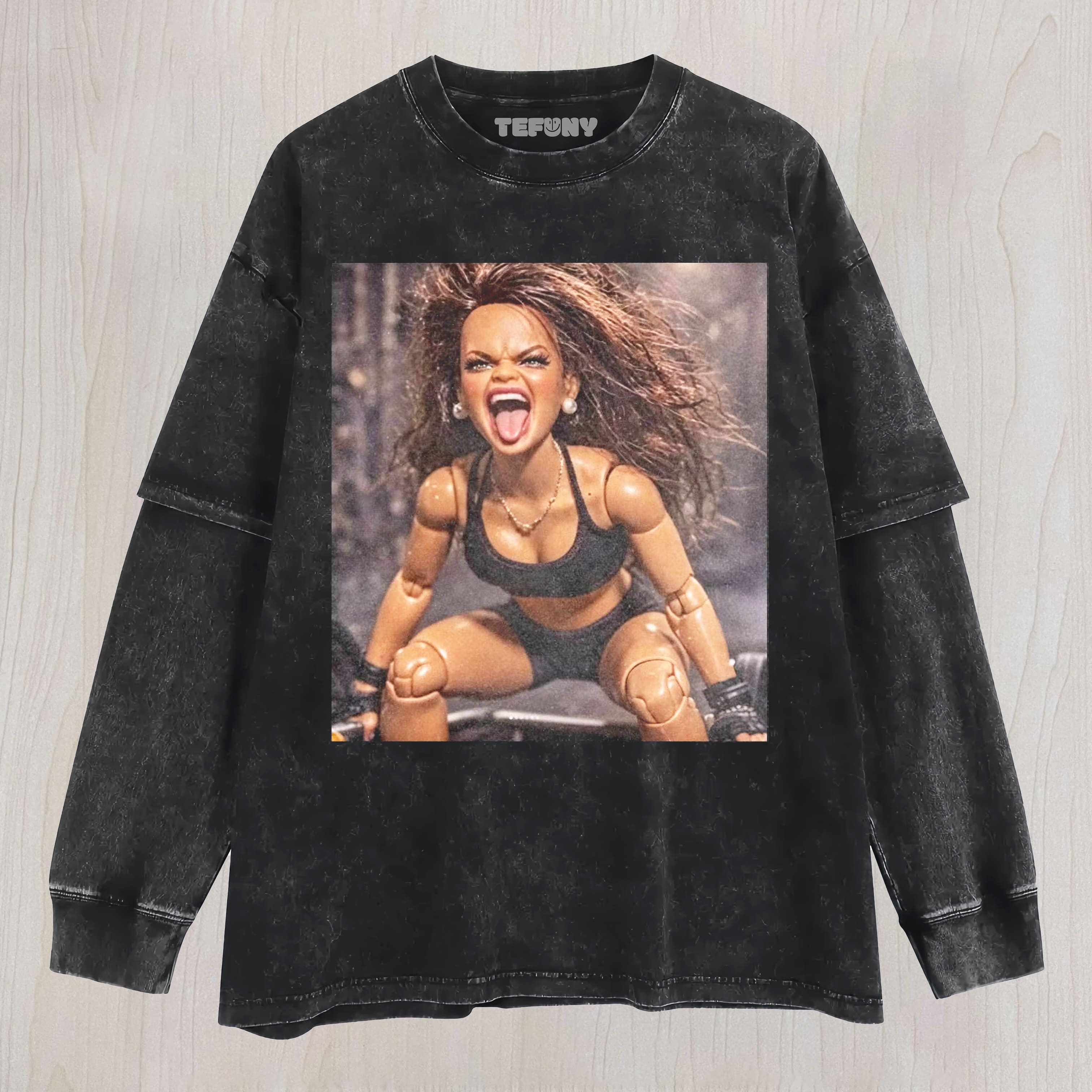 GYM DOLL GIRL FUNNY FACE MEMEV5 UNISEX TEE, TANK TOP, LAYERED LS, SWEATSHIRT & HOODIE