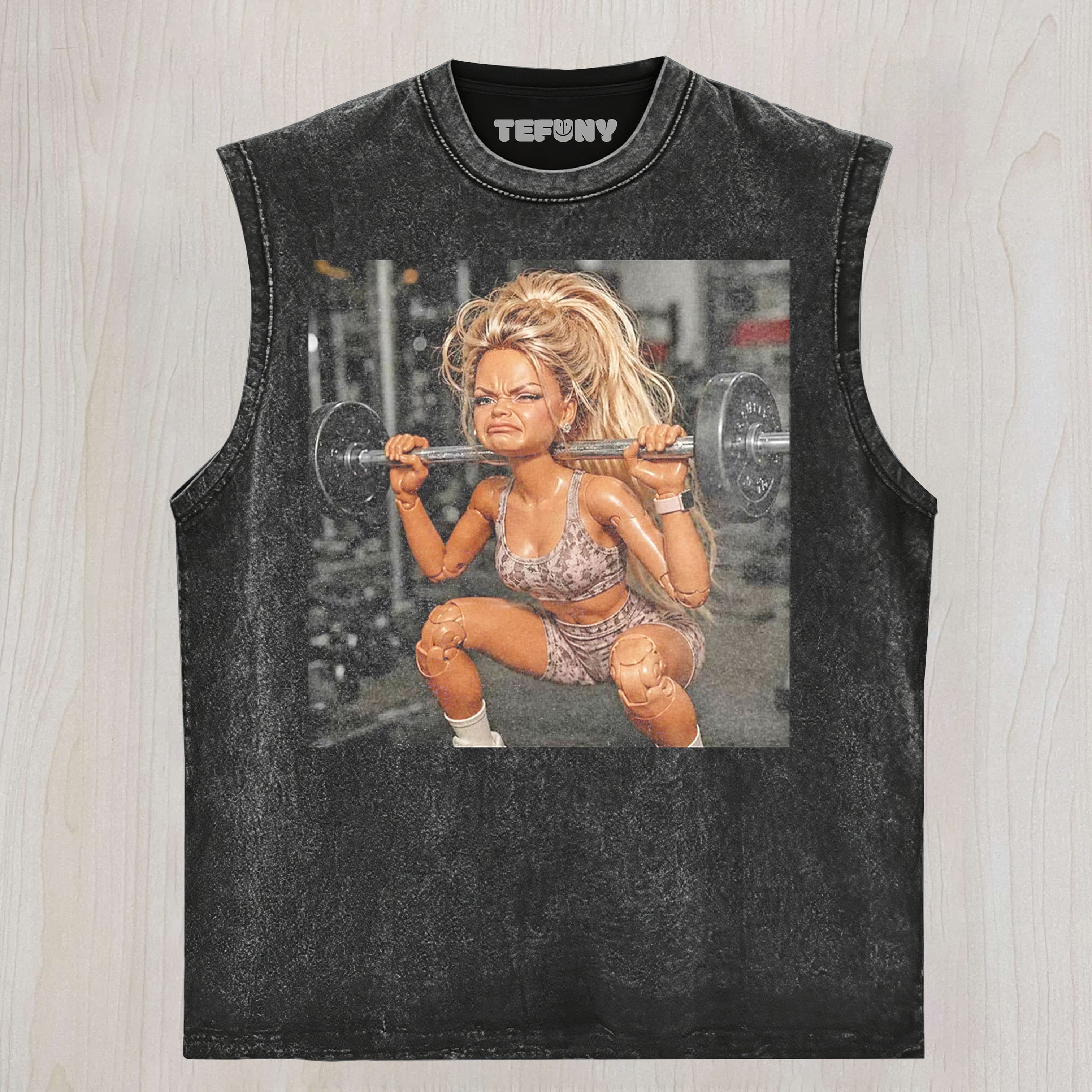 GYM DOLL GIRL FUNNY FACE MEME V6 UNISEX TEE, TANK TOP, LAYERED LS, SWEATSHIRT & HOODIE