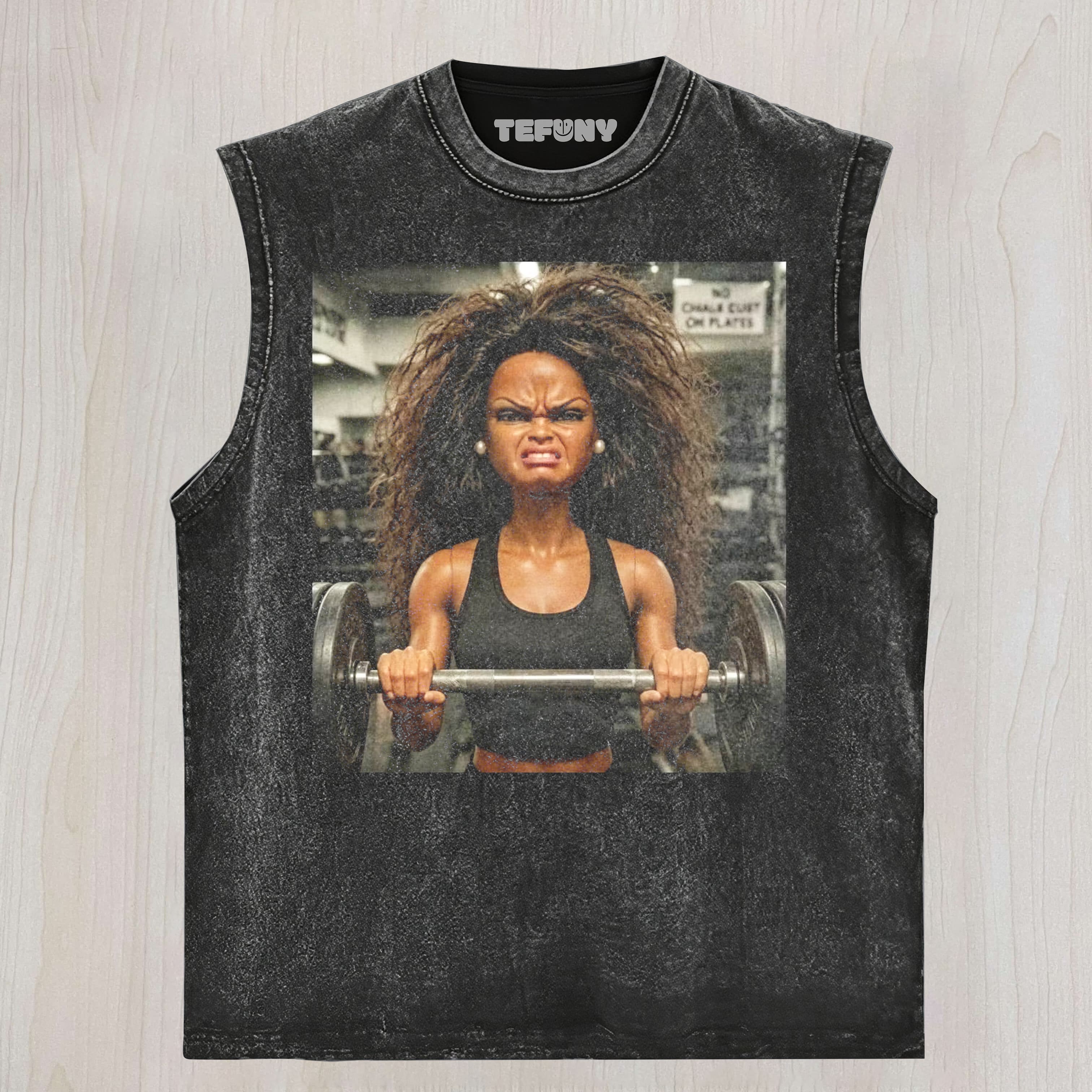 GYM DOLL GIRL FUNNY FACE MEME V7 UNISEX TEE, TANK TOP, LAYERED LS, SWEATSHIRT & HOODIE