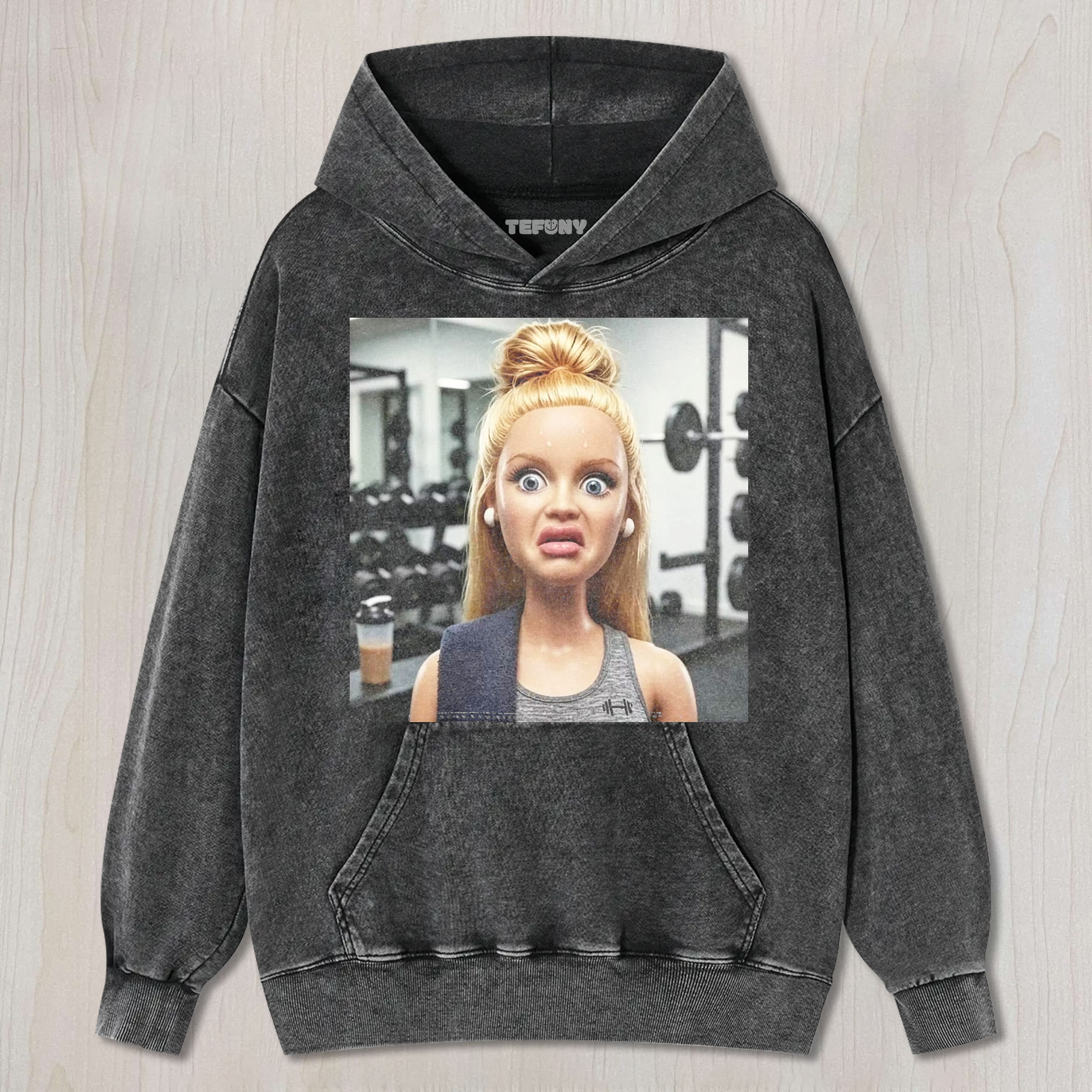 GYM DOLL GIRL FUNNY FACE MEME V9 UNISEX TEE, TANK TOP, LAYERED LS, SWEATSHIRT & HOODIE