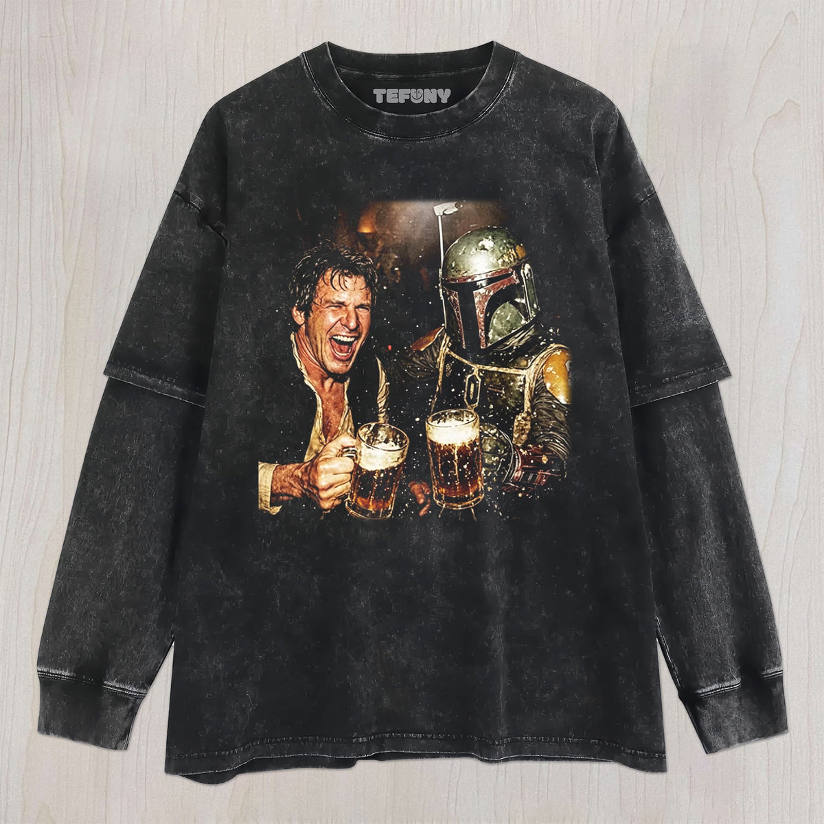 HAN SOLO AND BOBA FETT FUNNY MEME UNISEX TEE, TANK TOP, LAYERED LS, SWEATSHIRT & HOODIE