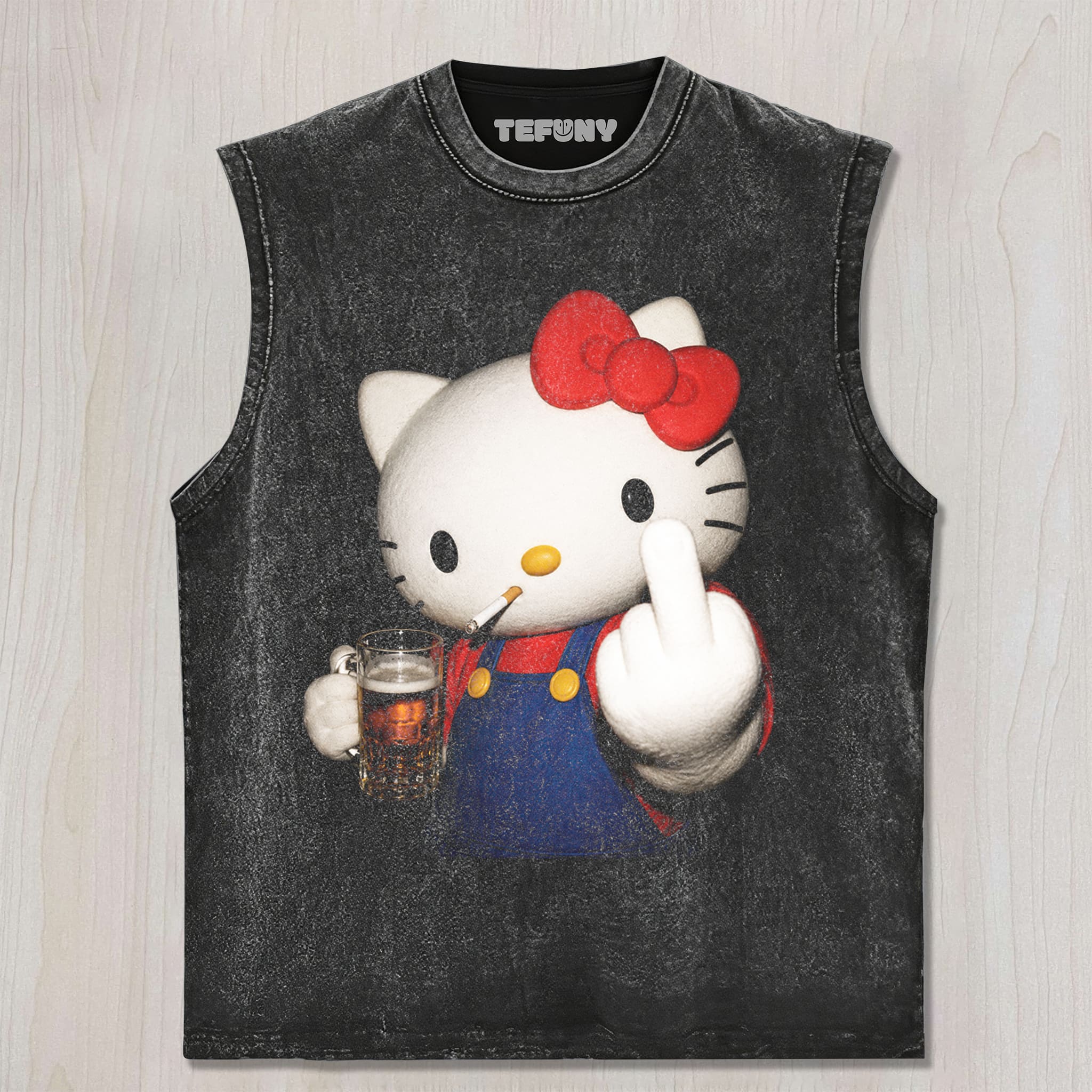 HELLO K CAT MIDDLE FINGER UNISEX TEE, TANK TOP, LAYERED LS, SWEATSHIRT & HOODIE