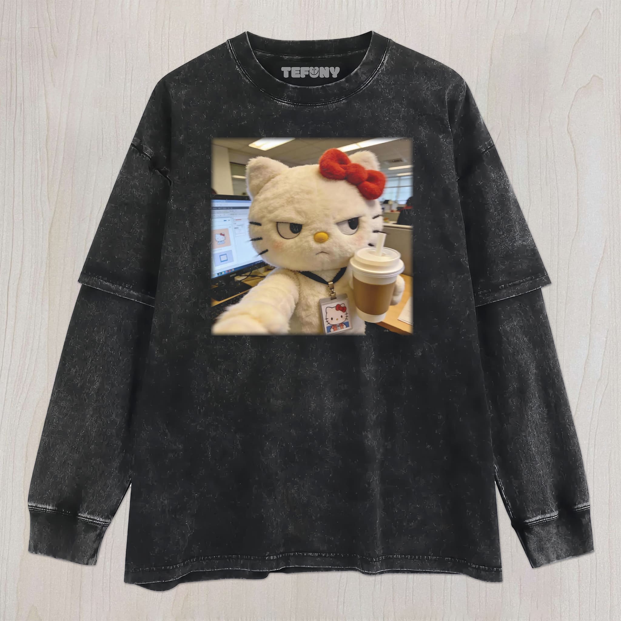 HELLO KITTY AT WORK UNISEX TEE, TANK TOP, LAYERED LS, SWEATSHIRT & HOODIE