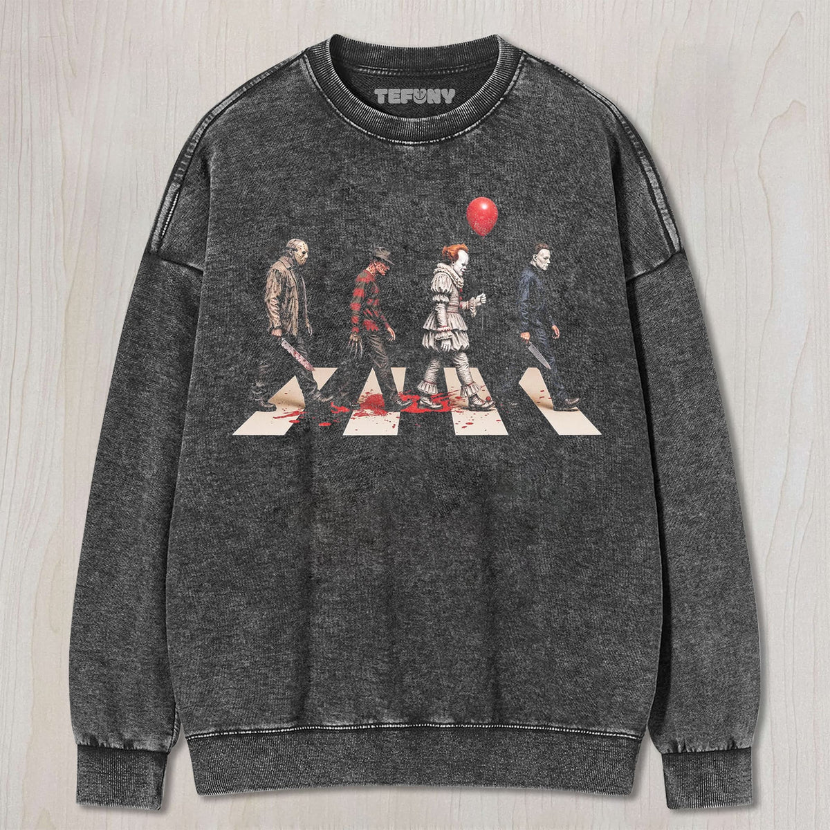 HORROR CHARACTERS ABBEY ROAD UNISEX TEE, TANK TOP, LAYERED LS, SWEATSHIRT & HOODIE