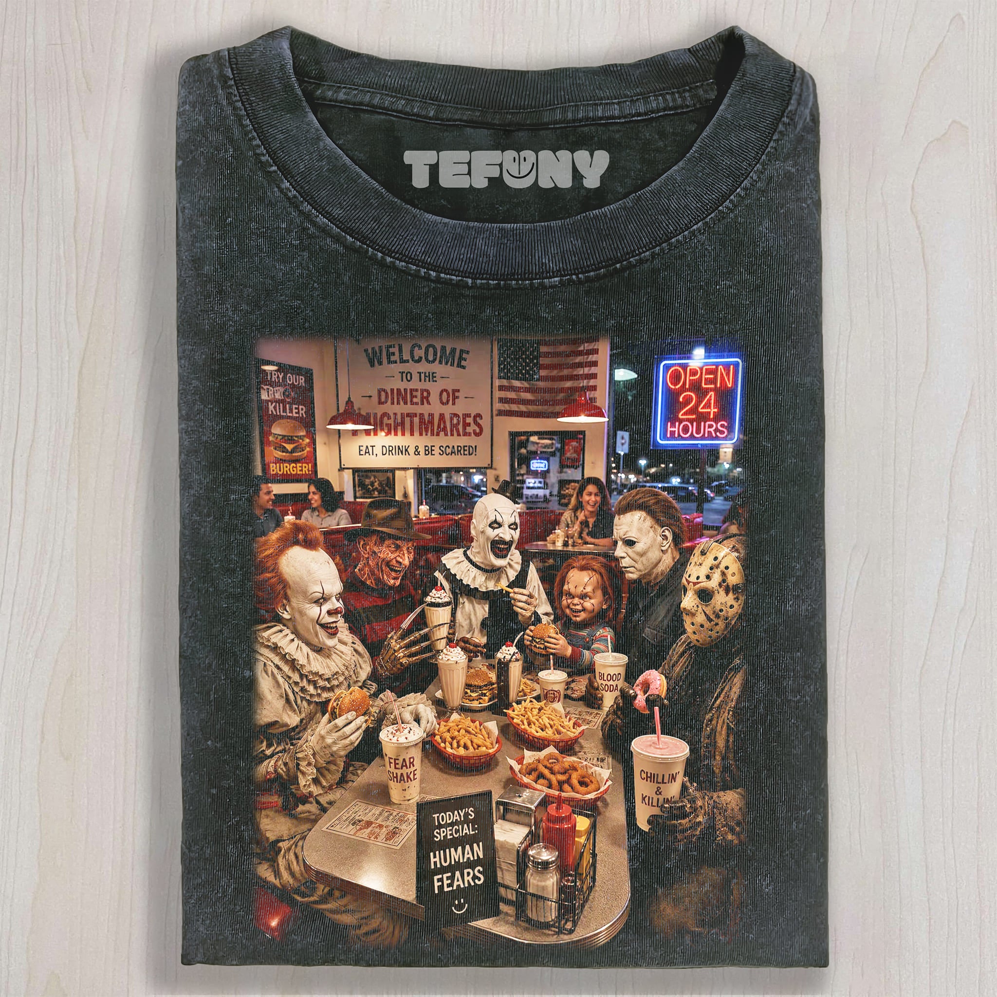 HORROR CHARACTERS MCDONALD'S UNISEX TEE, TANK TOP, LAYERED LS, SWEATSHIRT & HOODIE