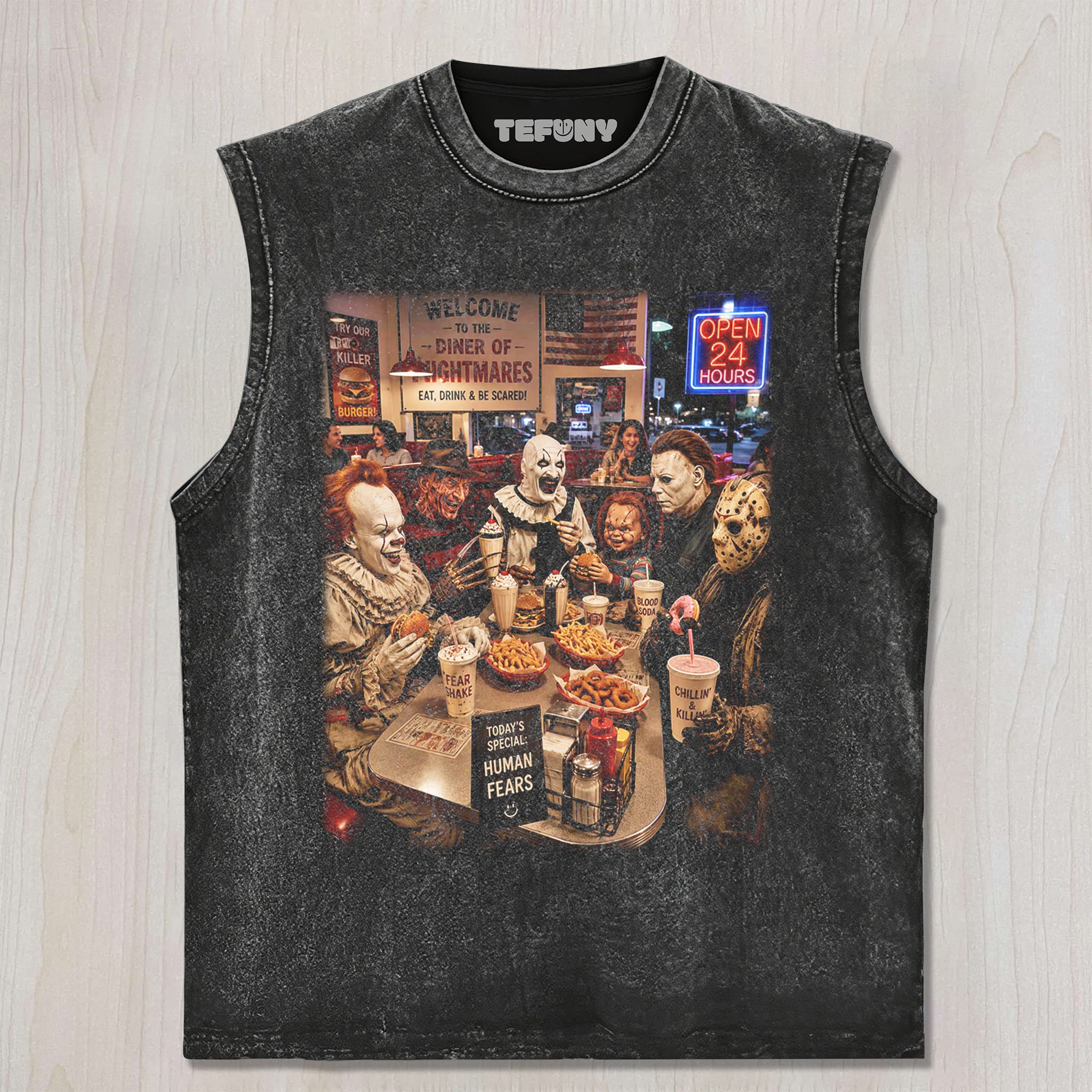 HORROR CHARACTERS MCDONALD'S UNISEX TEE, TANK TOP, LAYERED LS, SWEATSHIRT & HOODIE