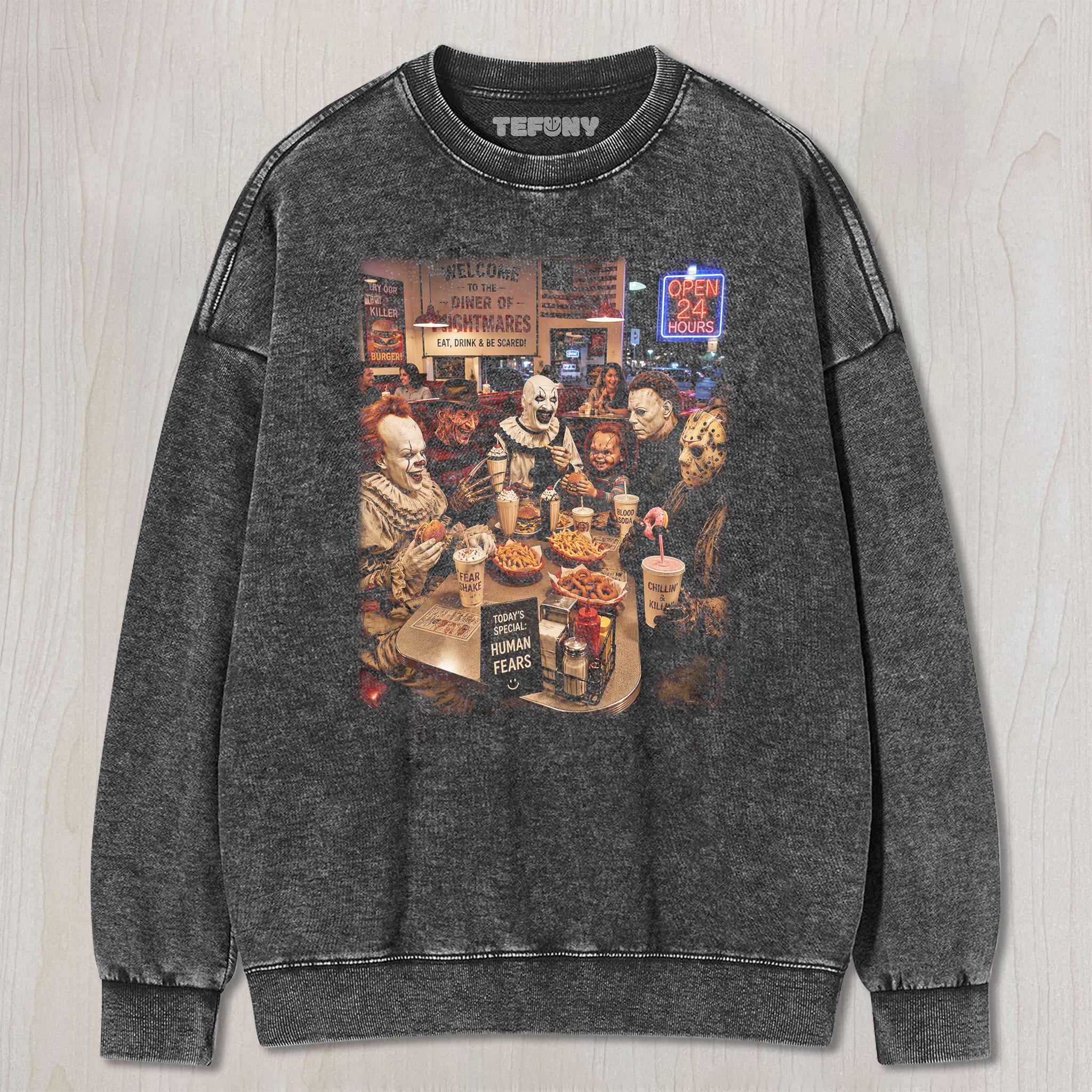 HORROR CHARACTERS MCDONALD'S UNISEX TEE, TANK TOP, LAYERED LS, SWEATSHIRT & HOODIE