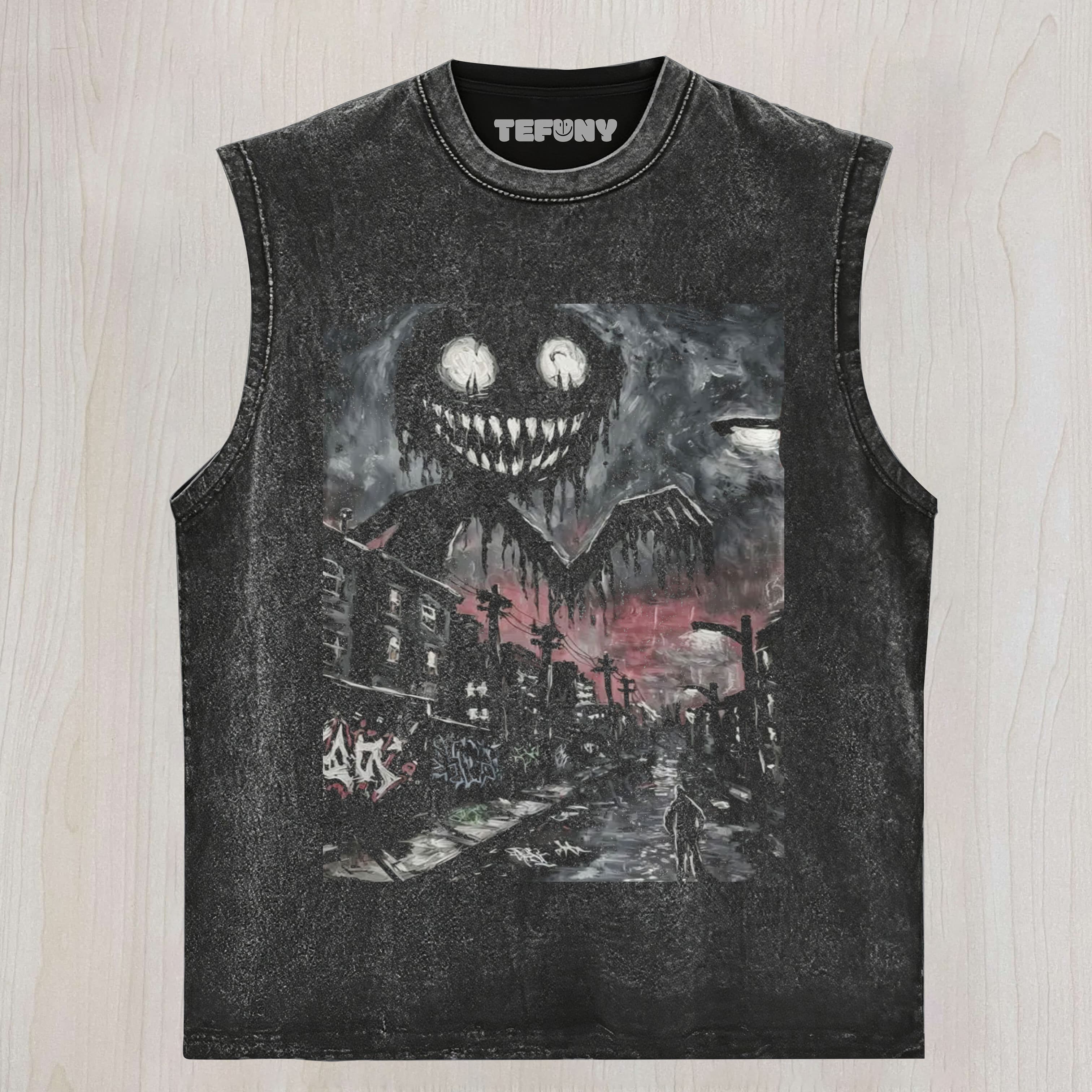 HORROR MONSTER DARK CITY STREET ART UNISEX TEE, TANK TOP, LAYERED LS, SWEATSHIRT & HOODIE