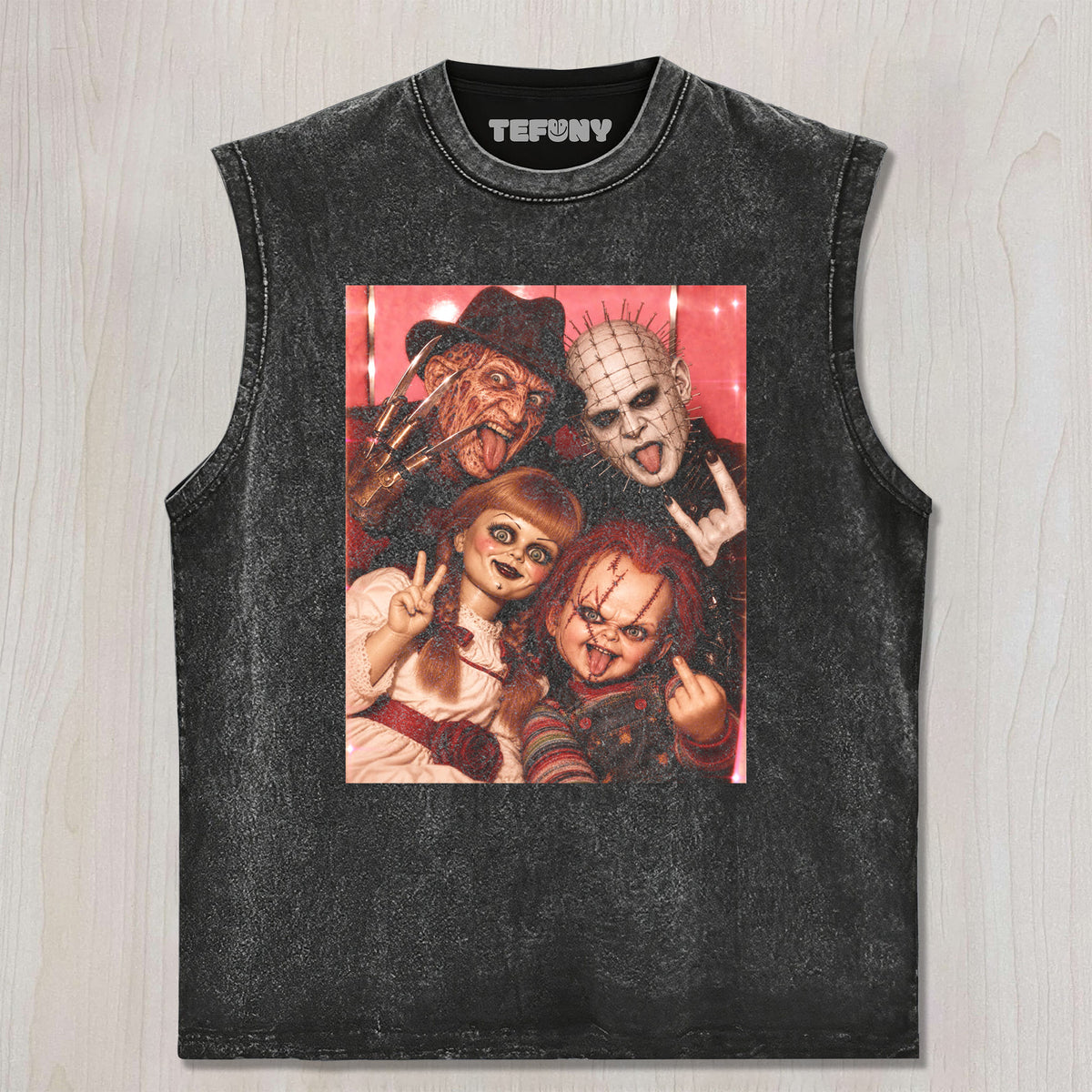 HORROR MOVIE CHARACTERS GROUP PHOTO V2 UNISEX TEE, TANK TOP, LAYERED LS, SWEATSHIRT & HOODIE