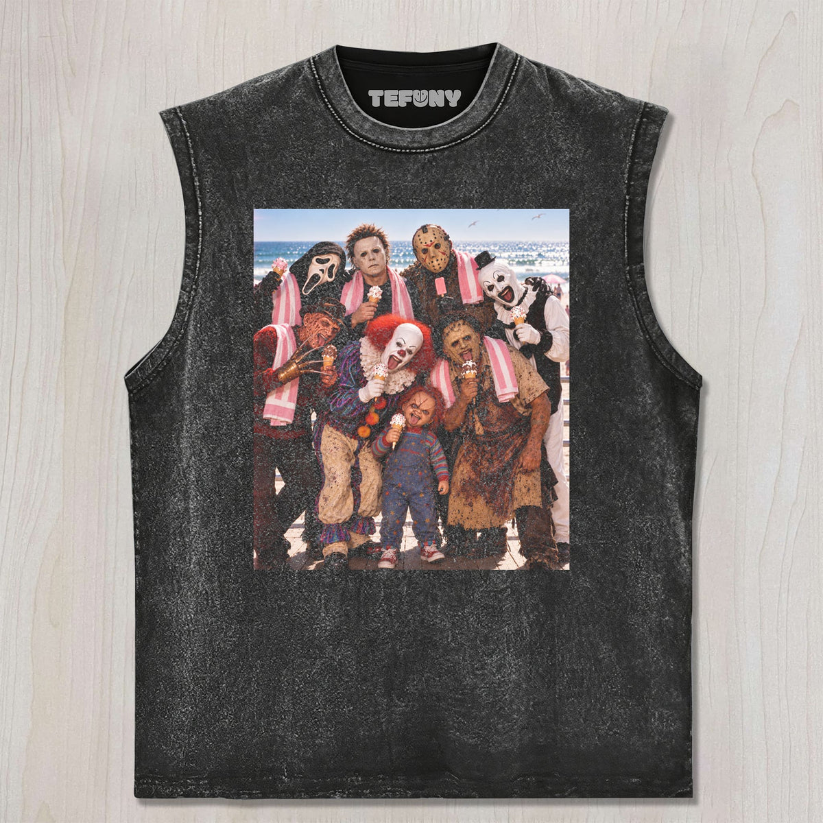 HORROR MOVIE CHARACTERS GROUP PHOTO V3 UNISEX TEE, TANK TOP, LAYERED LS, SWEATSHIRT & HOODIE