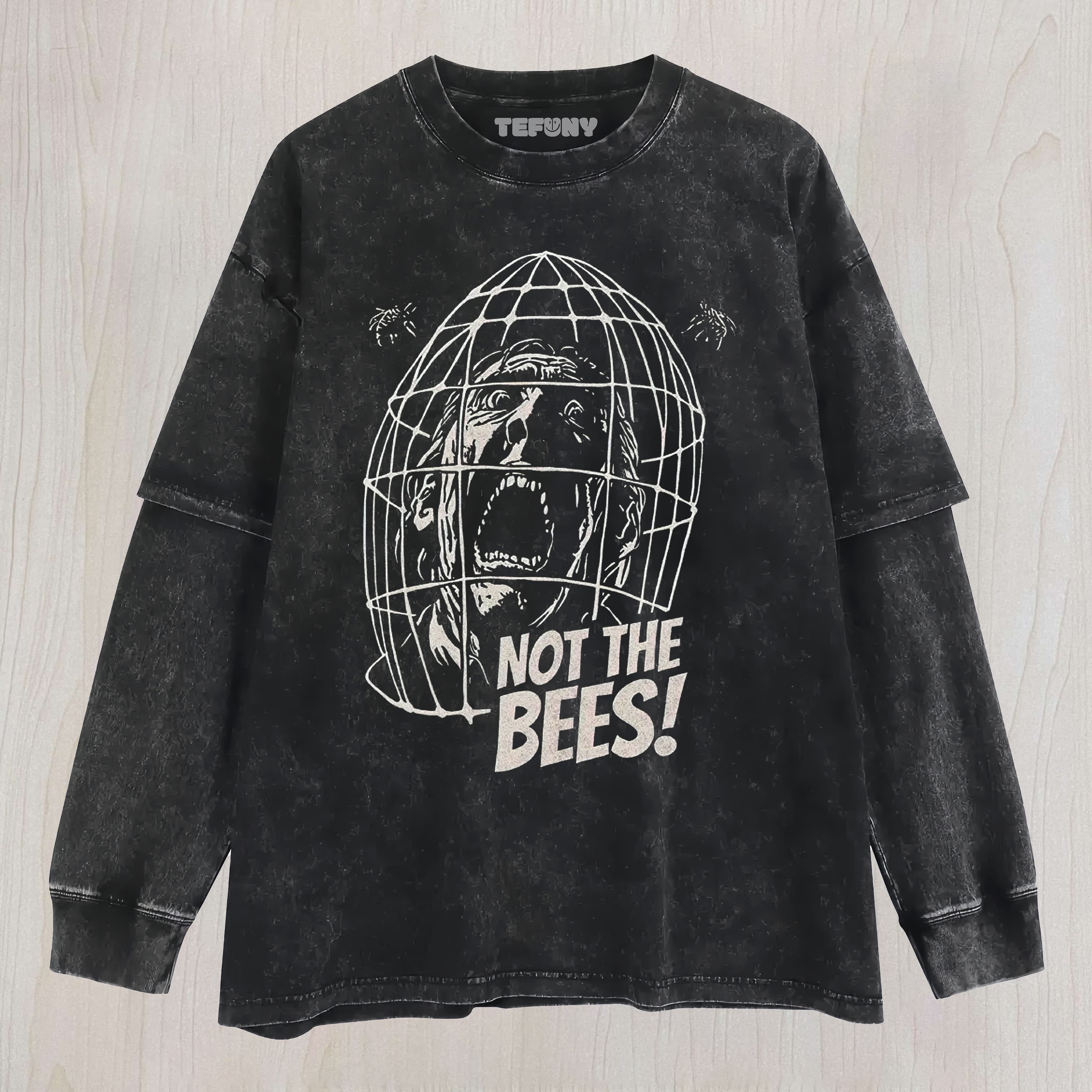 HORROR CAGE BEE QUOTE GRAPHIC VINTAGE WASHED UNISEX TEE, TANK TOP, LAYERED LS, SWEATSHIRT & HOODIE