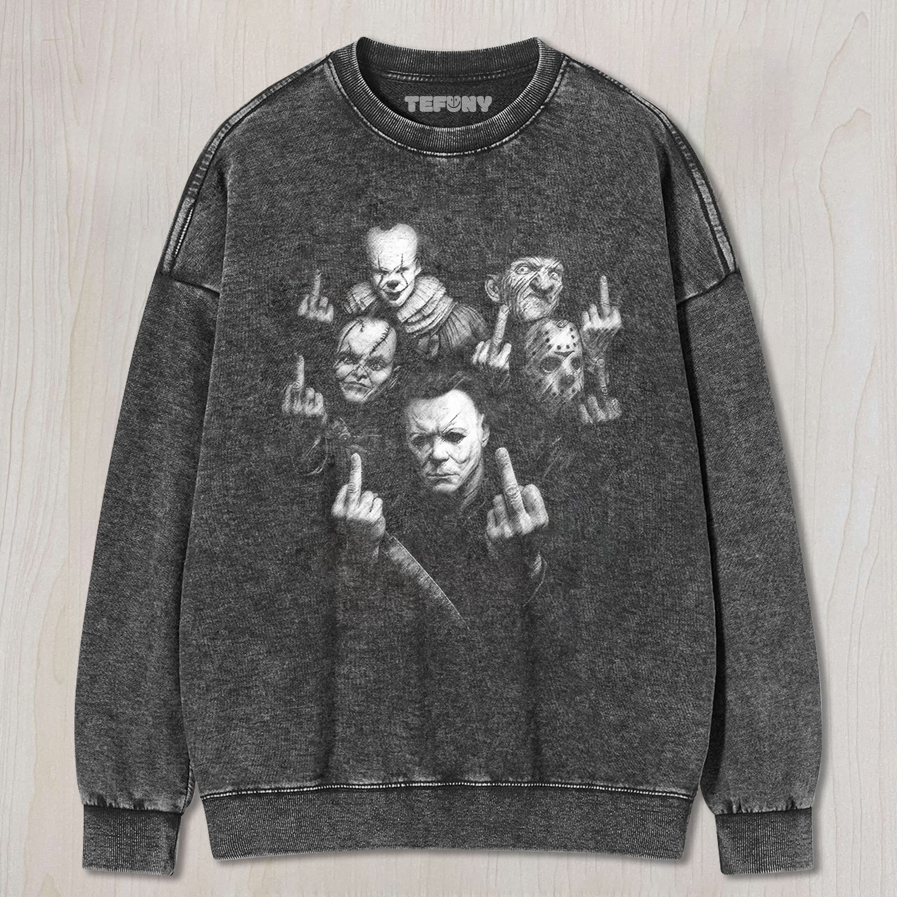 HORROR CHARACTERS MIDDLE FINGER TEE & SWEAT & HOOD