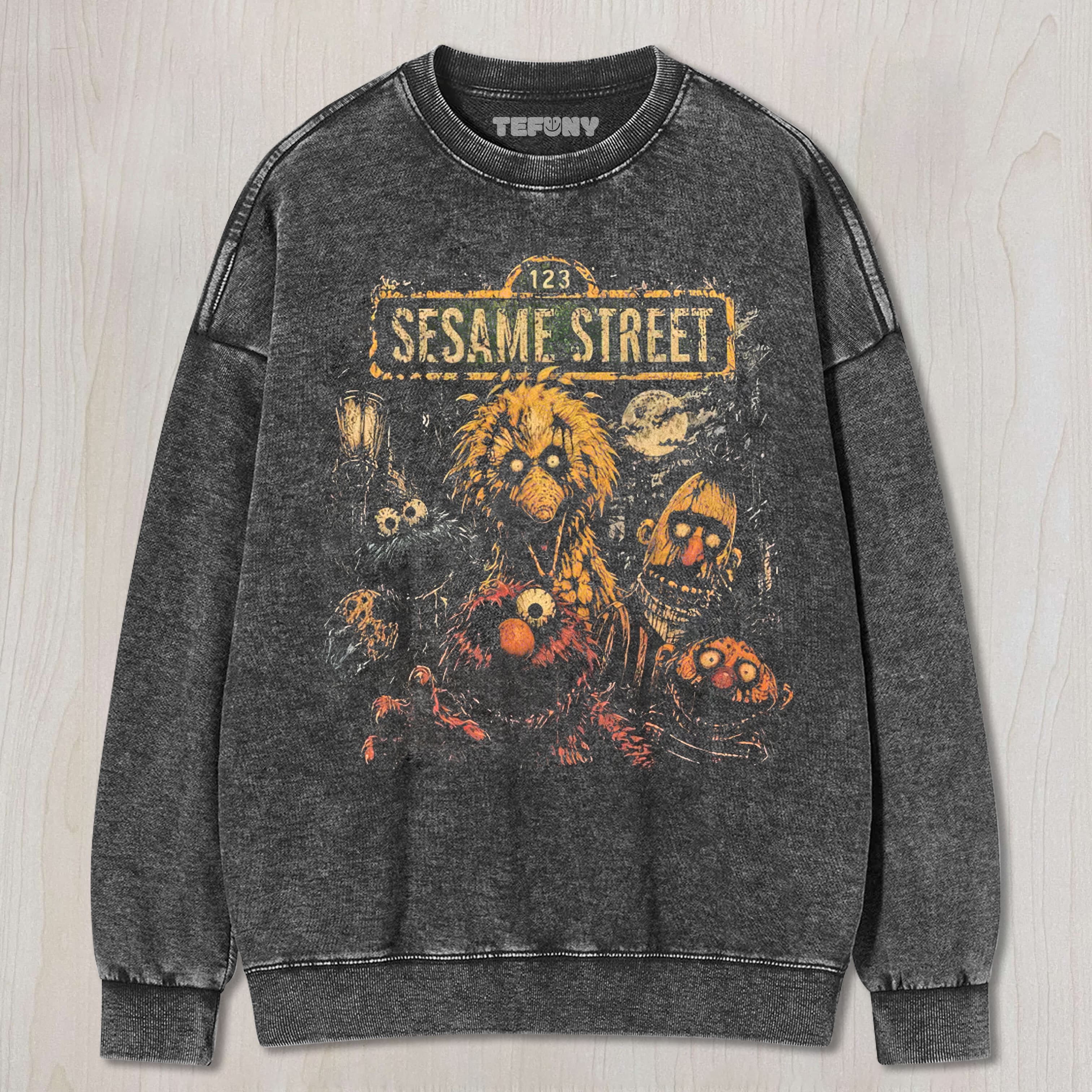 HORROR STREET CHARACTER GRAPHIC VINTAGE WASHED UNISEX TEE, TANK TOP, LAYERED LS, SWEATSHIRT & HOODIE