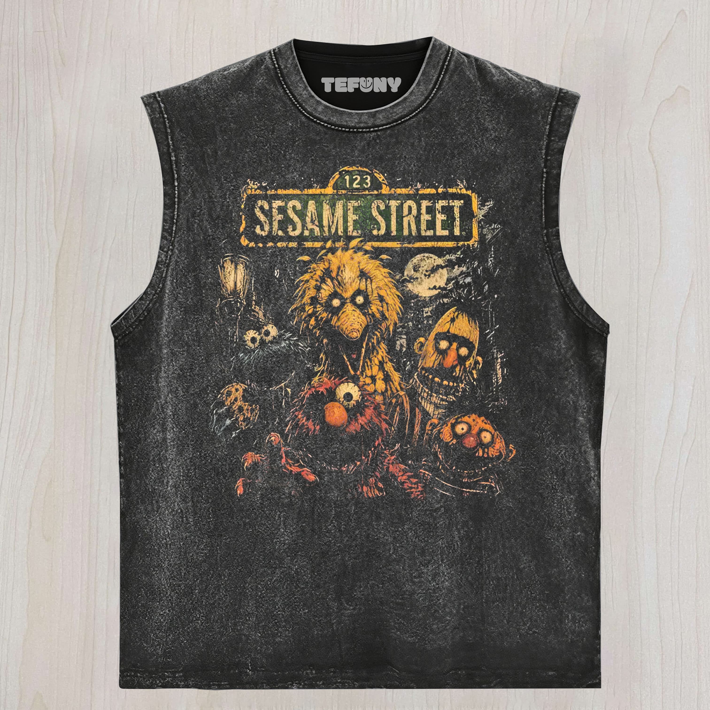 HORROR STREET CHARACTER GRAPHIC VINTAGE WASHED UNISEX TEE, TANK TOP, LAYERED LS, SWEATSHIRT & HOODIE