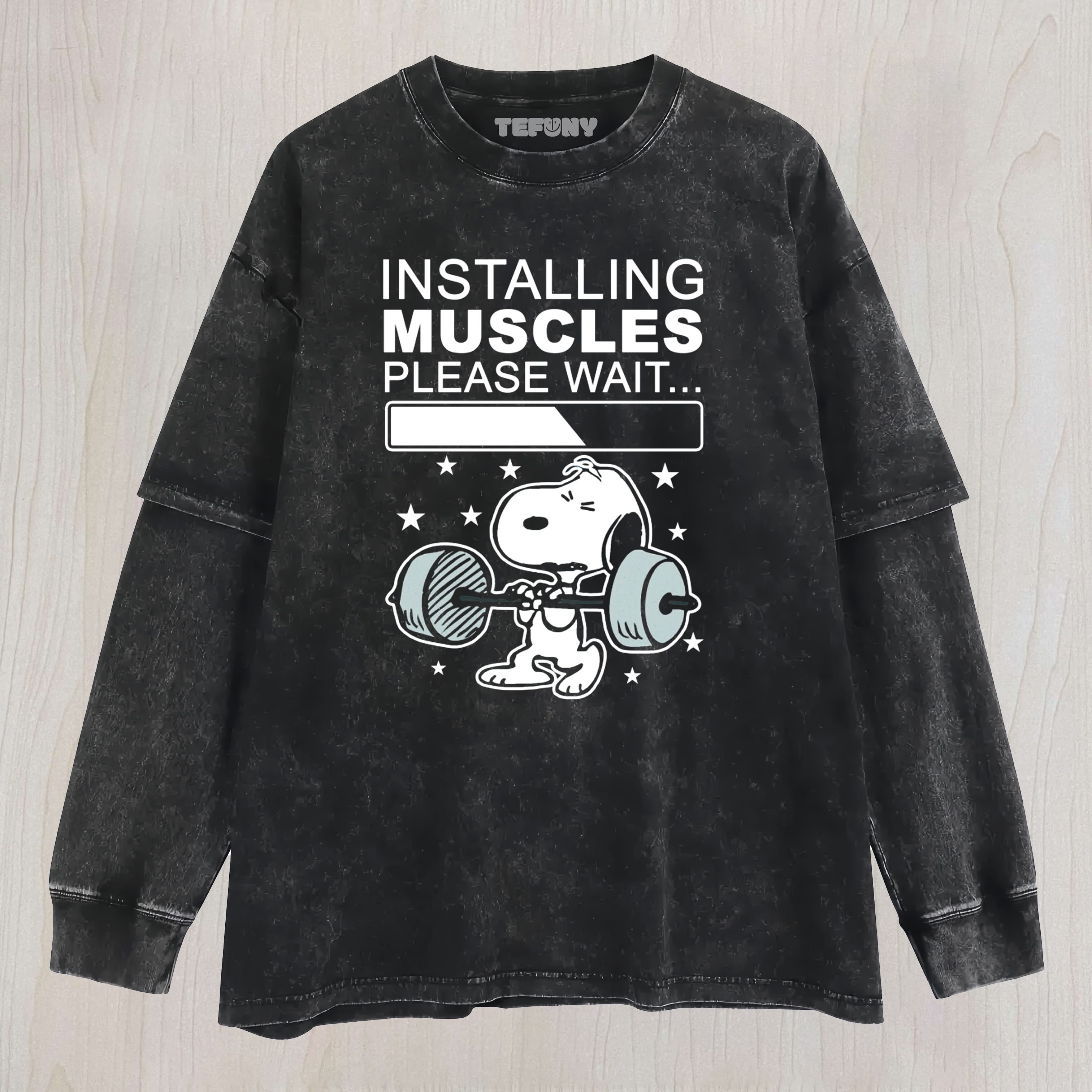 INSTALLING MUSCLES PLEASE WAIT LAYERED LONG SLEEVE