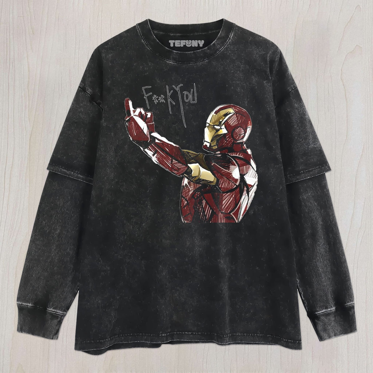 IRON MAN MIDDLE FINGER UNISEX TEE, TANK TOP, LAYERED LS, SWEATSHIRT & HOODIE