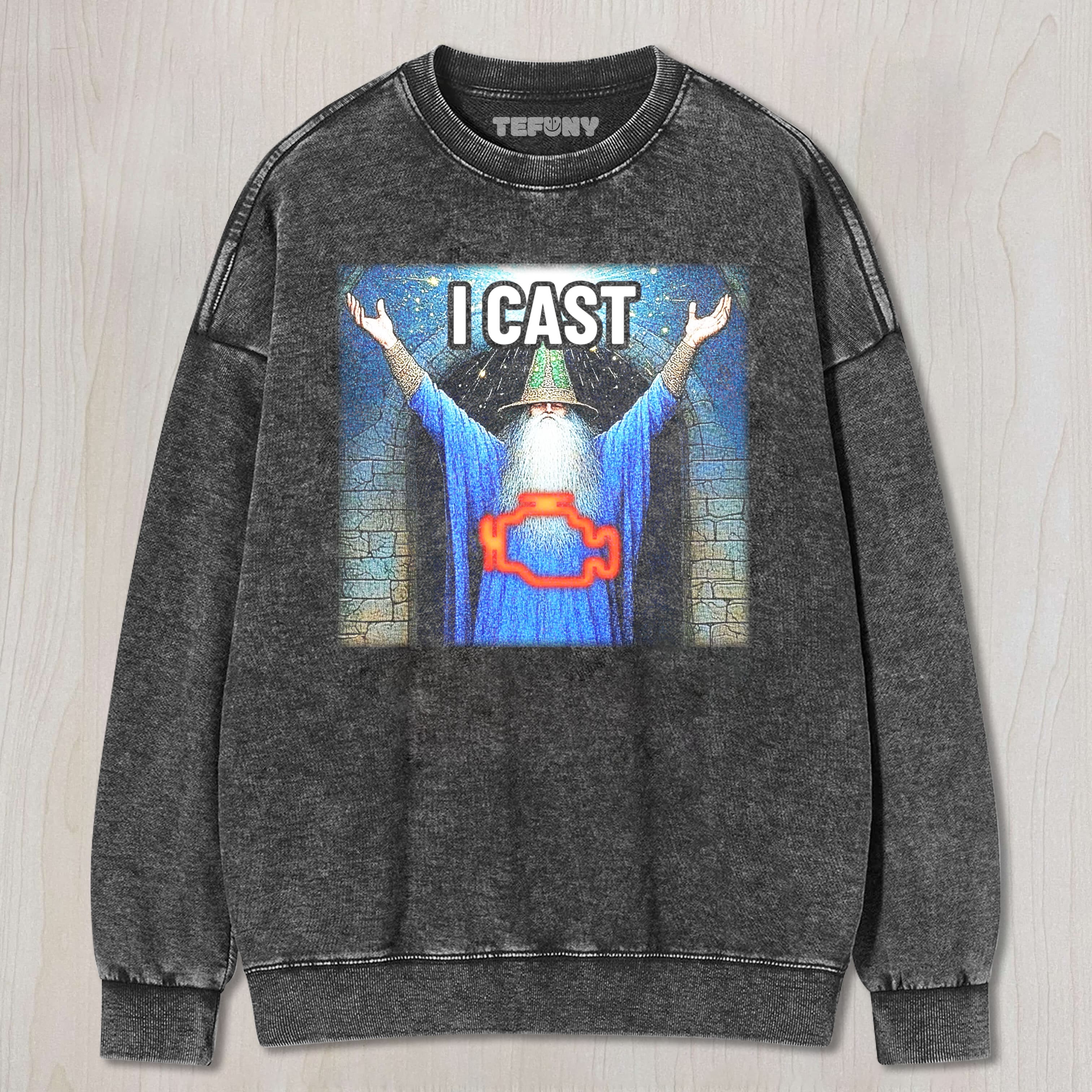I CAST CHECK ENGINE LIGHT WIZARD MEME TEE & SWEAT & HOOD