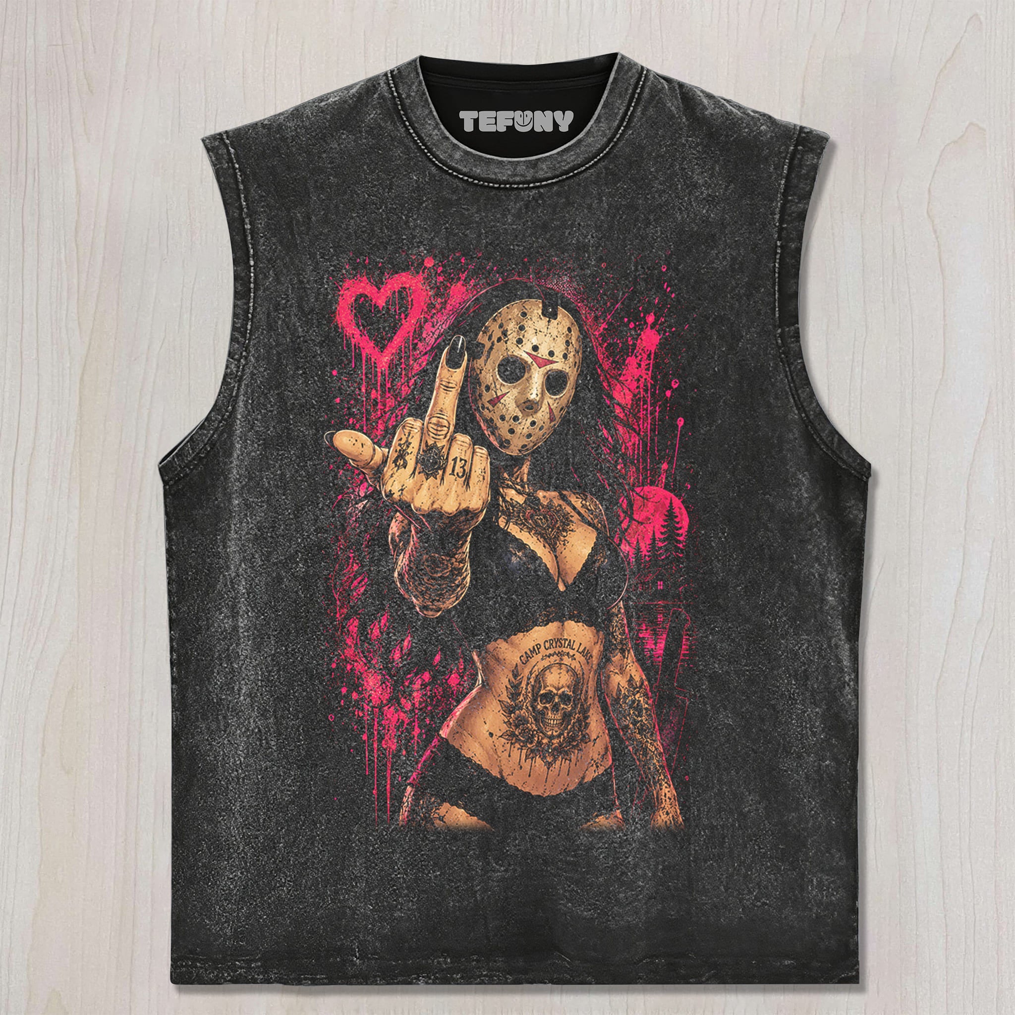 JASON GIVES THE MIDDLE FINGER UNISEX TEE, TANK TOP, LAYERED LS, SWEATSHIRT & HOODIE