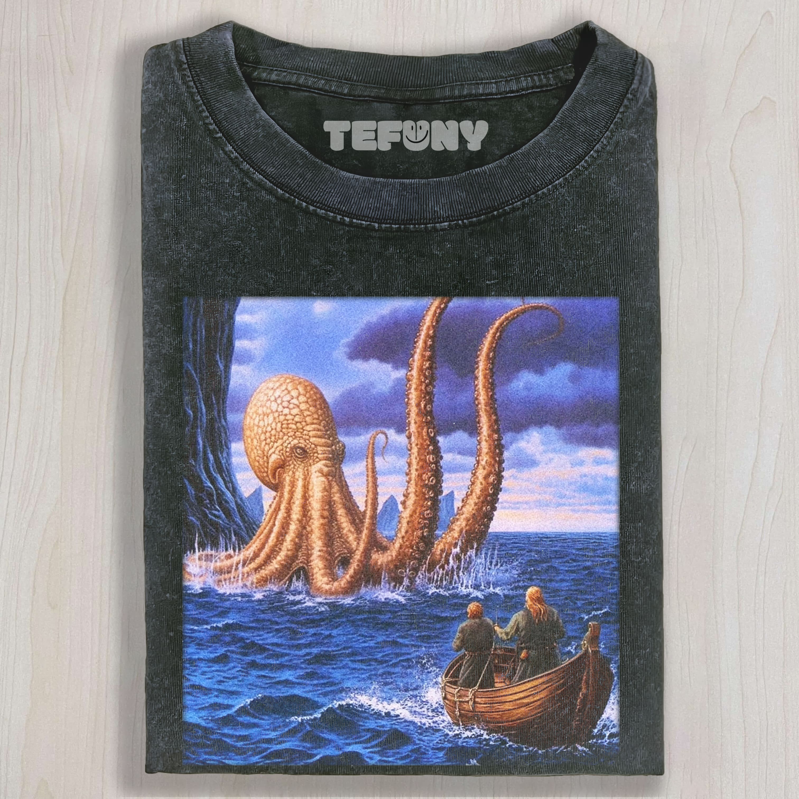 KRAKEN ATTACKING VIKING BOAT TEE & SWEAT & HOOD