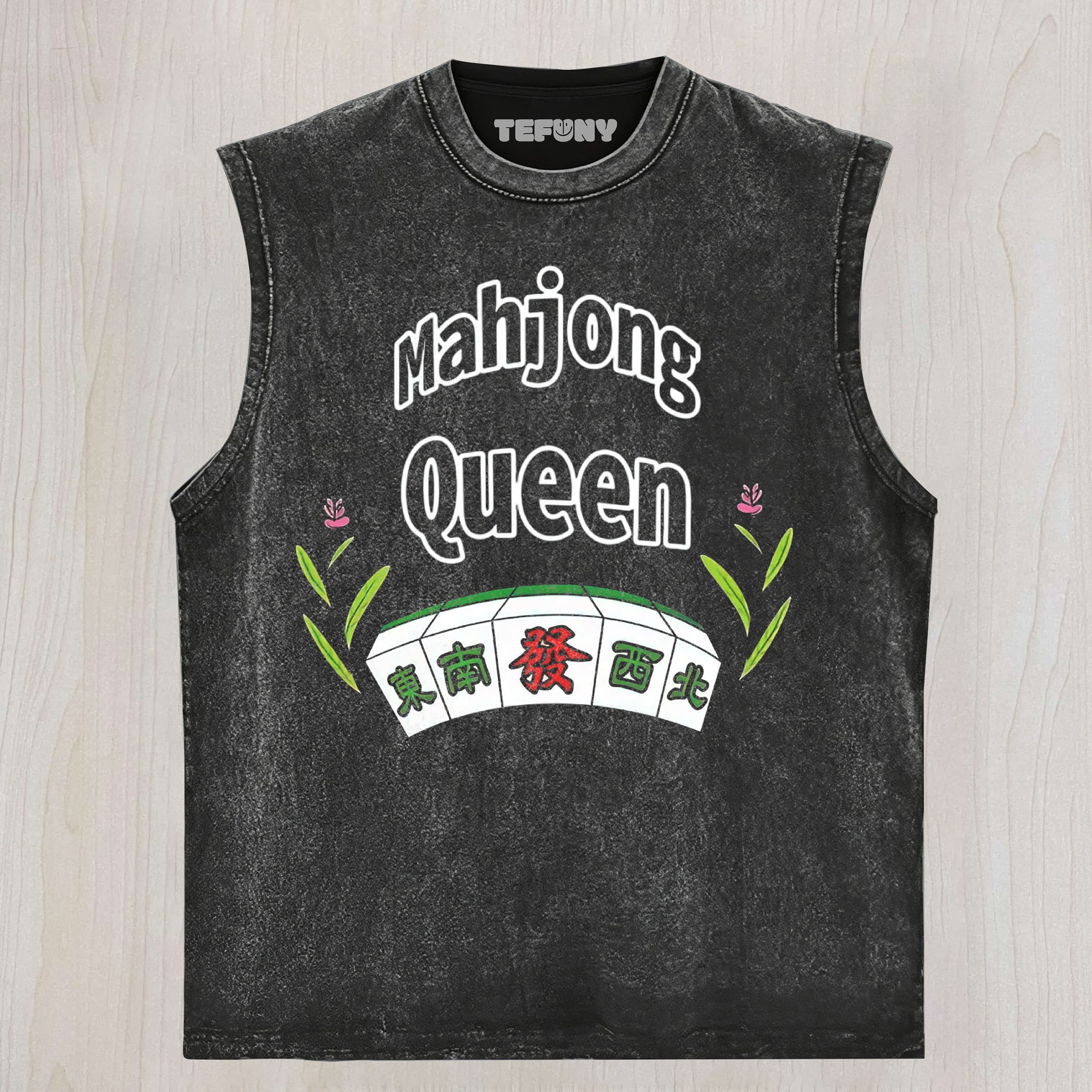 MAHJONG QUEEN FLORAL GRAPHIC VINTAGE UNISEX TEE, TANK TOP, LAYERED LS, SWEATSHIRT & HOODIE