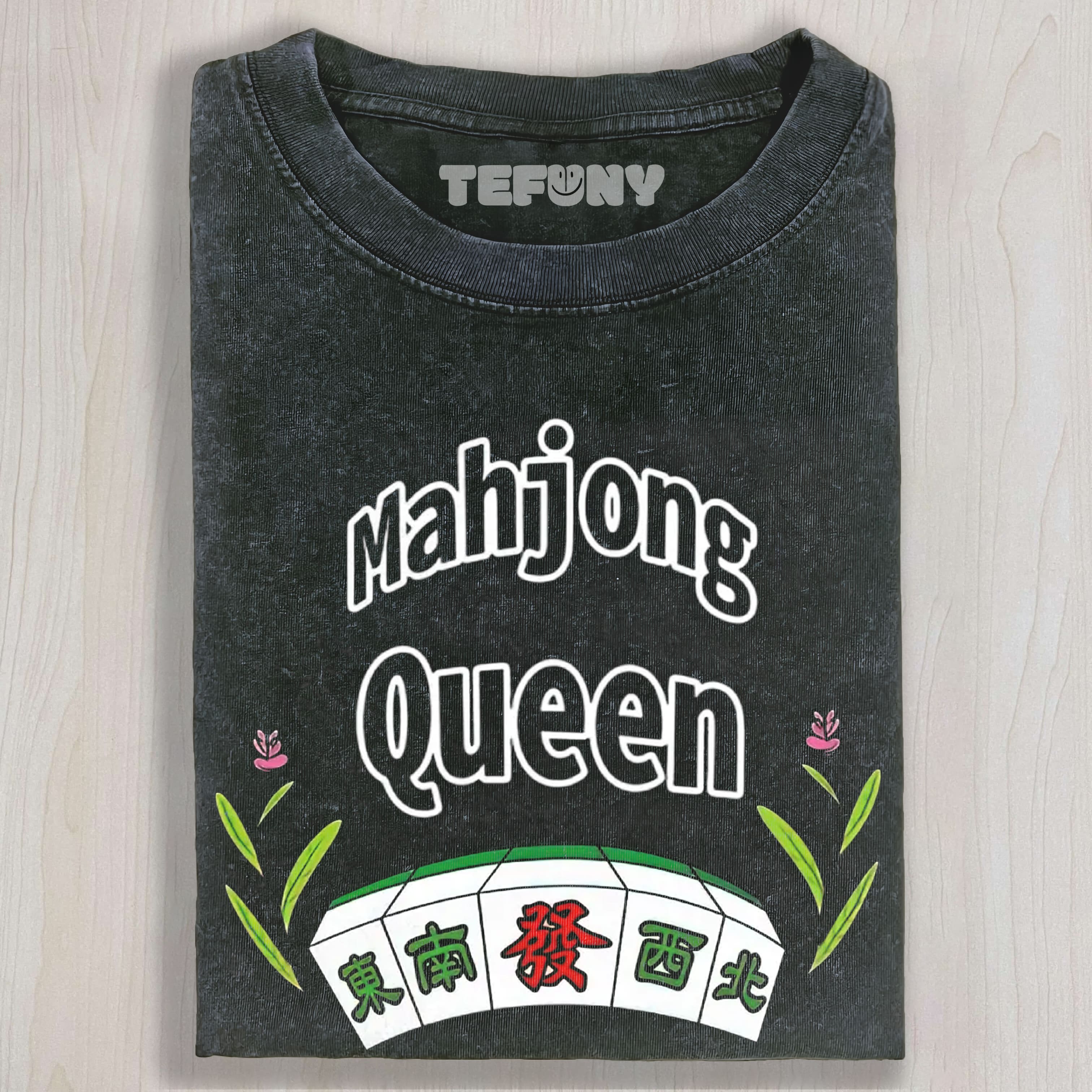 MAHJONG QUEEN FLORAL GRAPHIC VINTAGE UNISEX TEE, TANK TOP, LAYERED LS, SWEATSHIRT & HOODIE