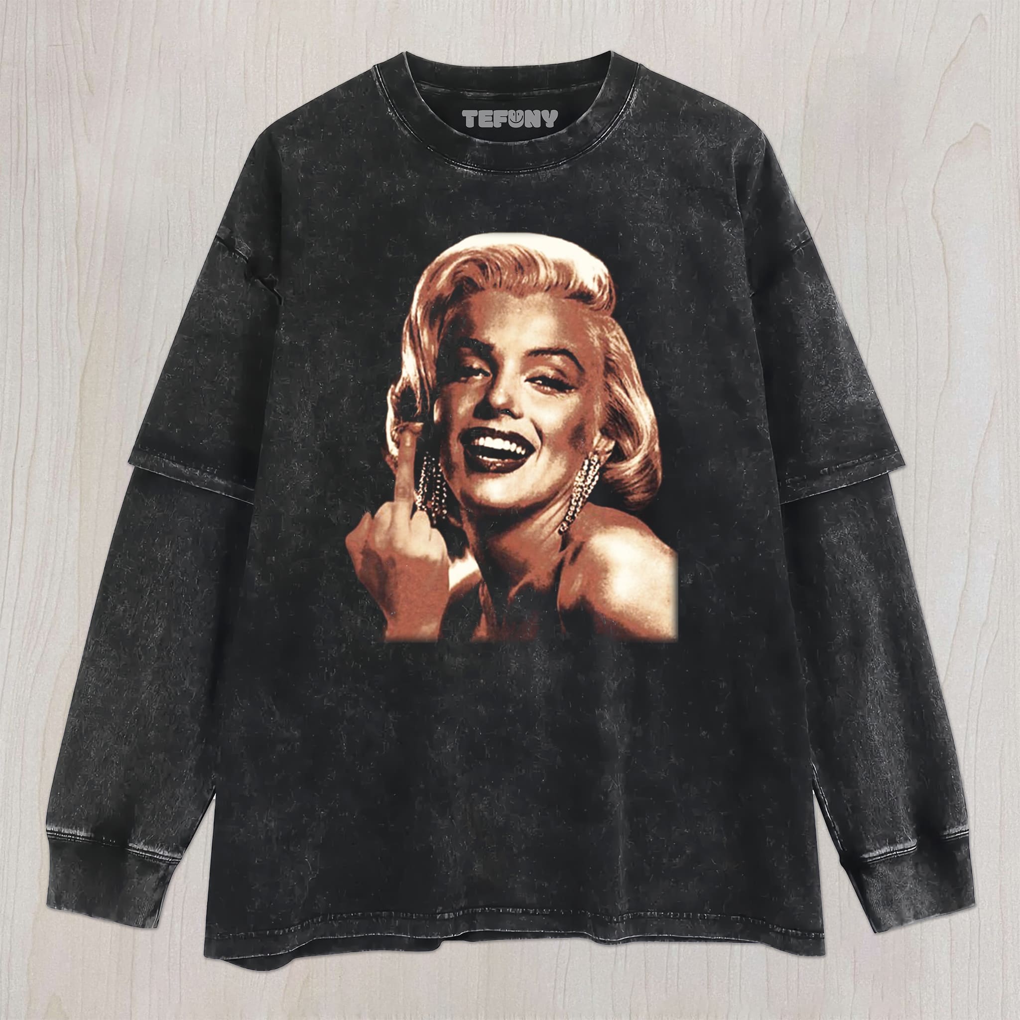 MARILYN MONROE MIDDLE FINGER UNISEX TEE, TANK TOP, LAYERED LS, SWEATSHIRT & HOODIE