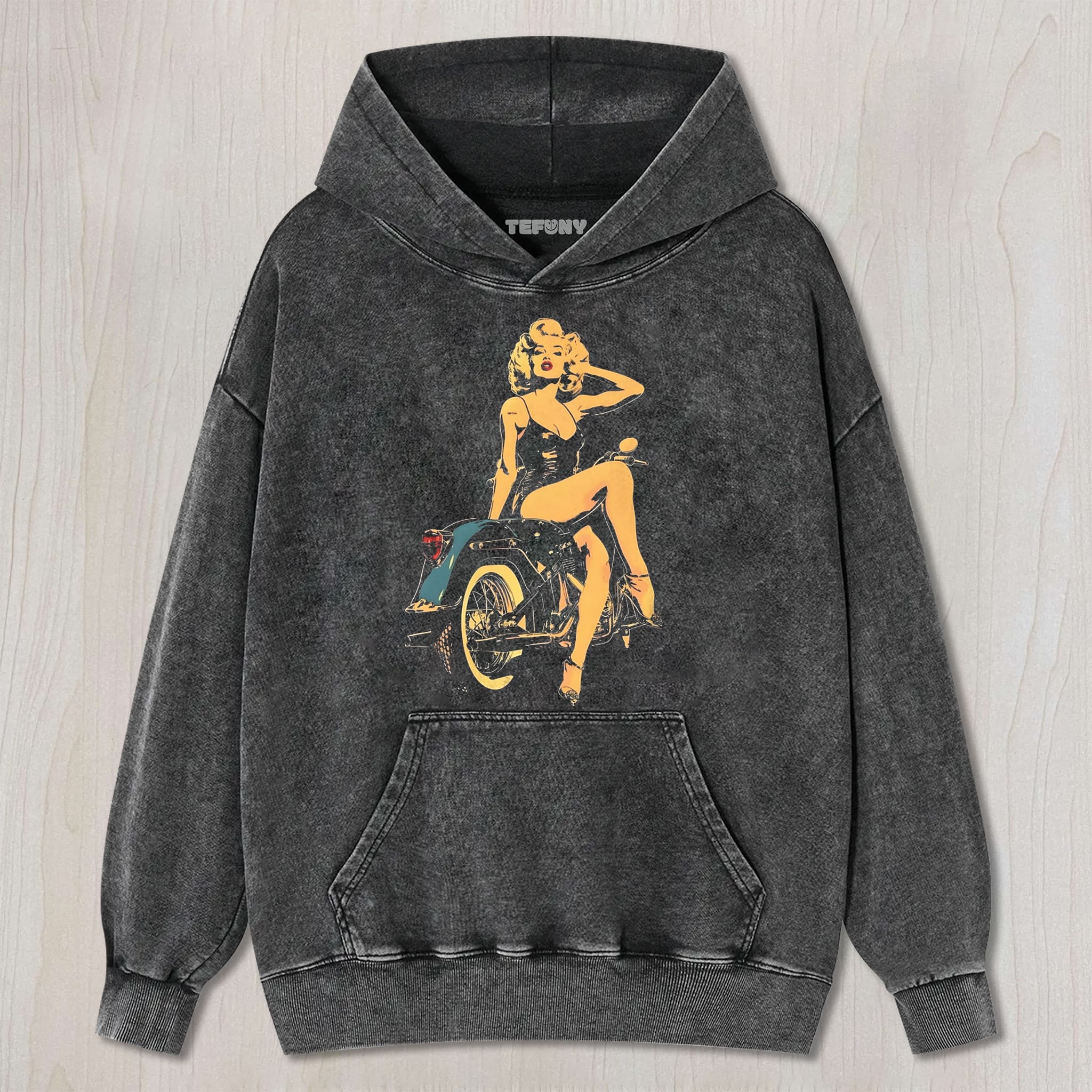 MARILYN MONROE ON MOTORCYCLE UNISEX TEE, TANK TOP, LAYERED LS, SWEATSHIRT & HOODIE