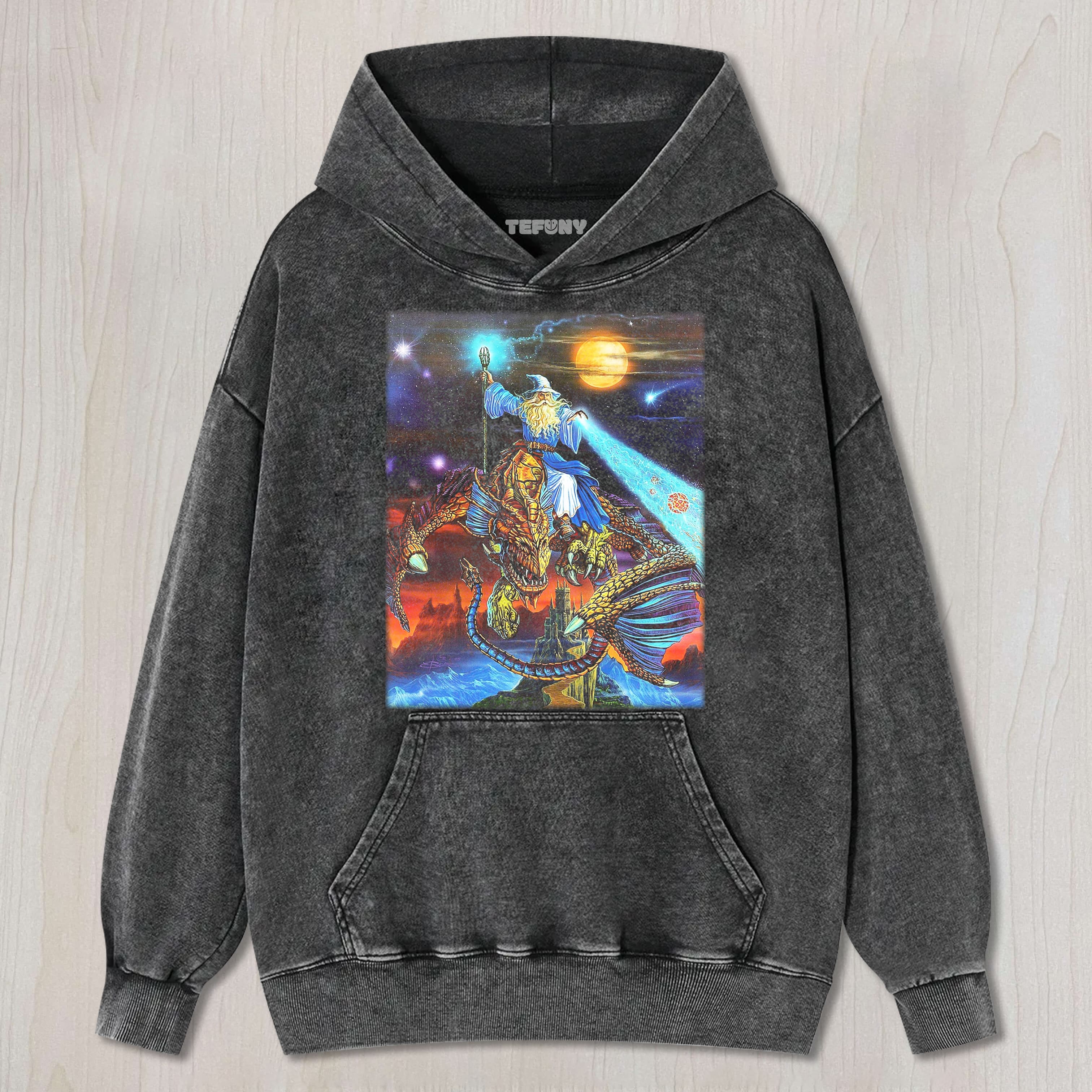MEDIEVAL FANTASY DRAGON RIDER WIZARD TEE & SWEAT & HOOD