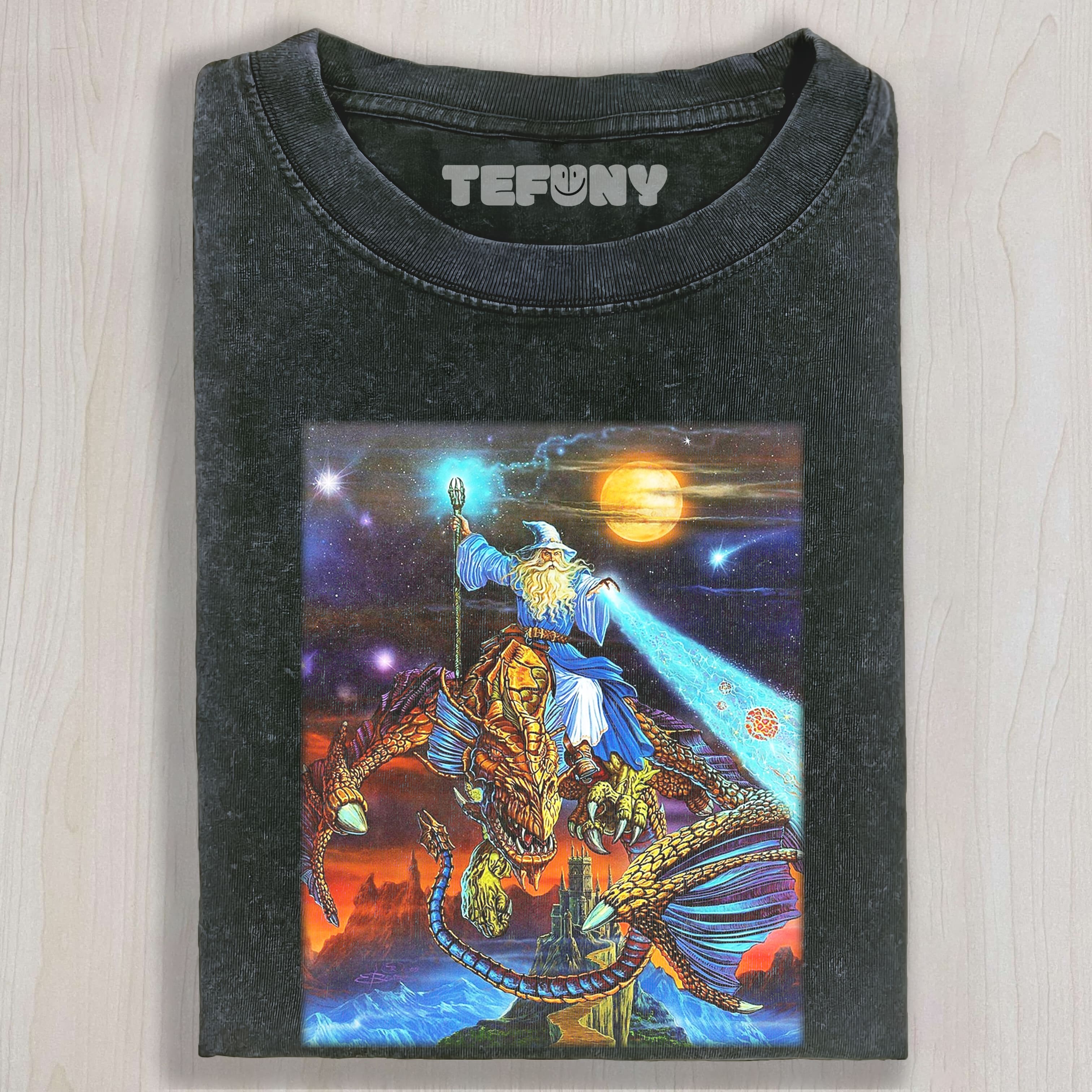 MEDIEVAL FANTASY DRAGON RIDER WIZARD TEE & SWEAT & HOOD