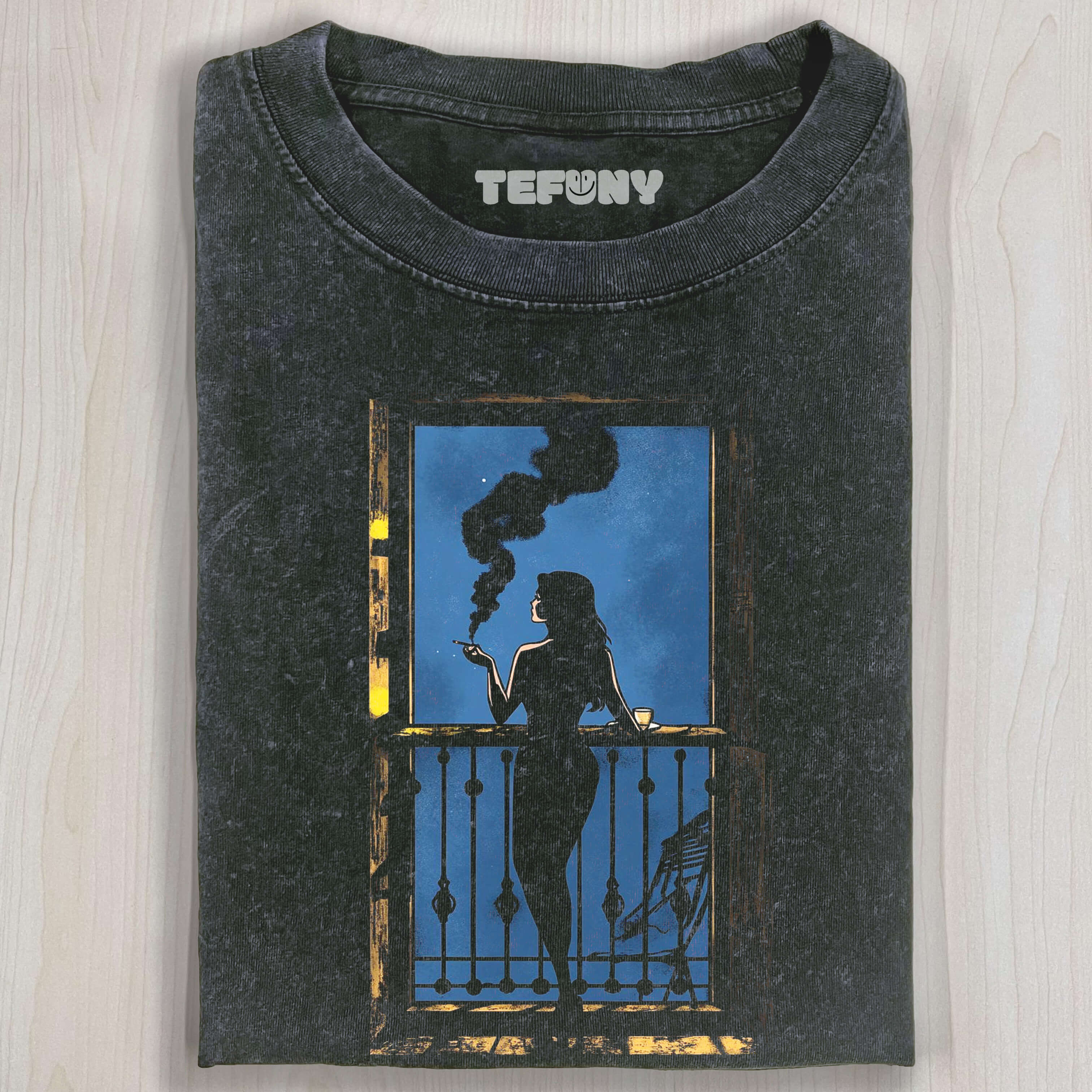 MELANCHOLIC WOMAN ON THE DOOR T-SHIRT