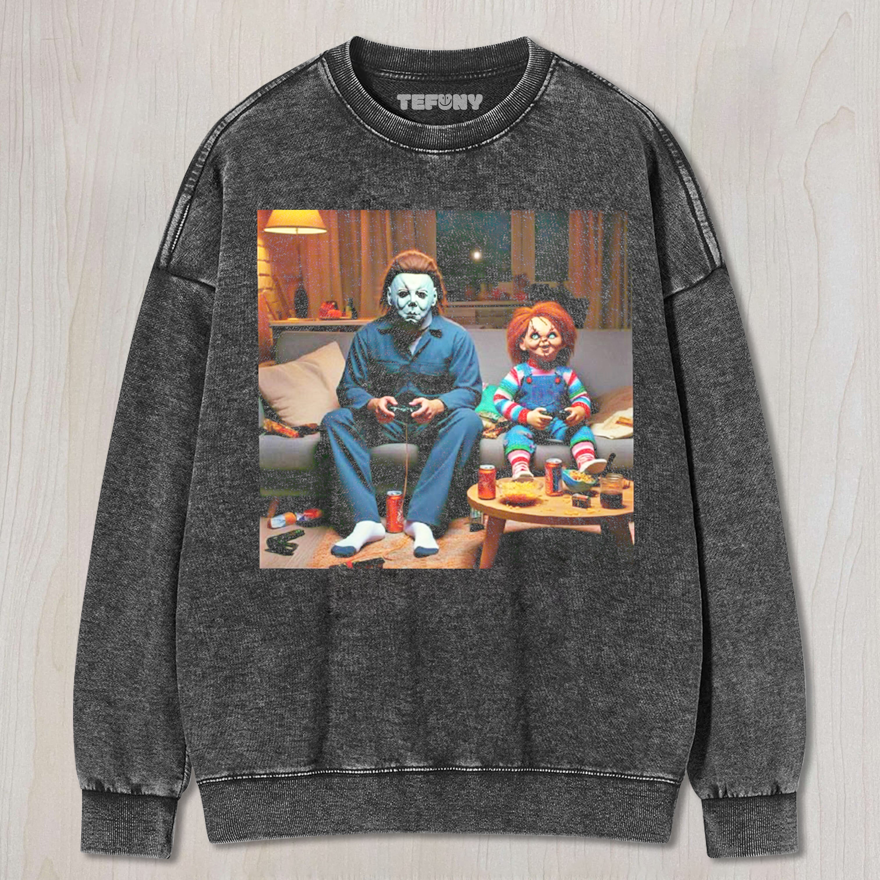 MICHAEL MYERS AND CHUCKY ARE PLAYING GAMES T-SHIRT