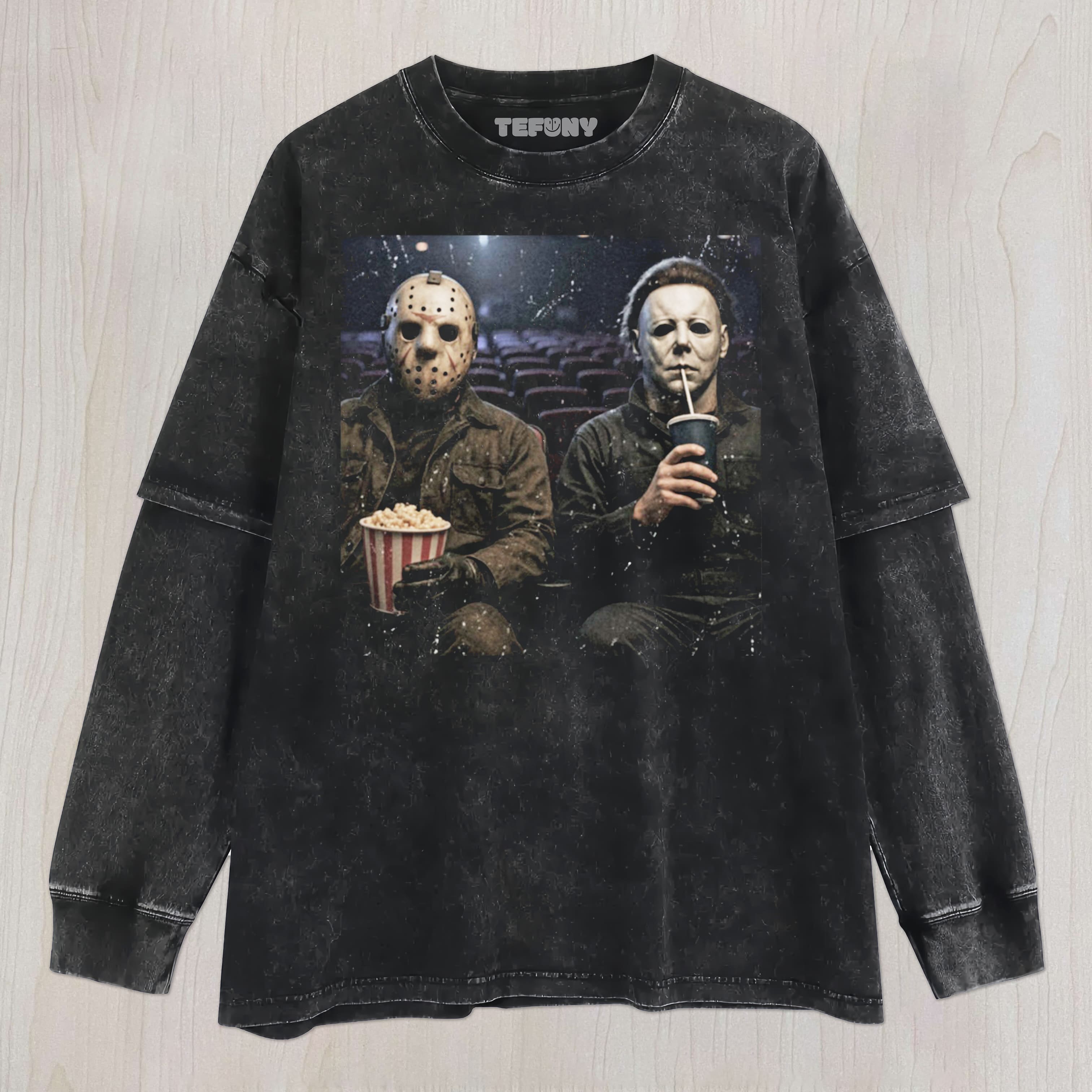 MICHAEL MYERS AND JASON V3 UNISEX TEE, TANK TOP, LAYERED LS, SWEATSHIRT & HOODIE