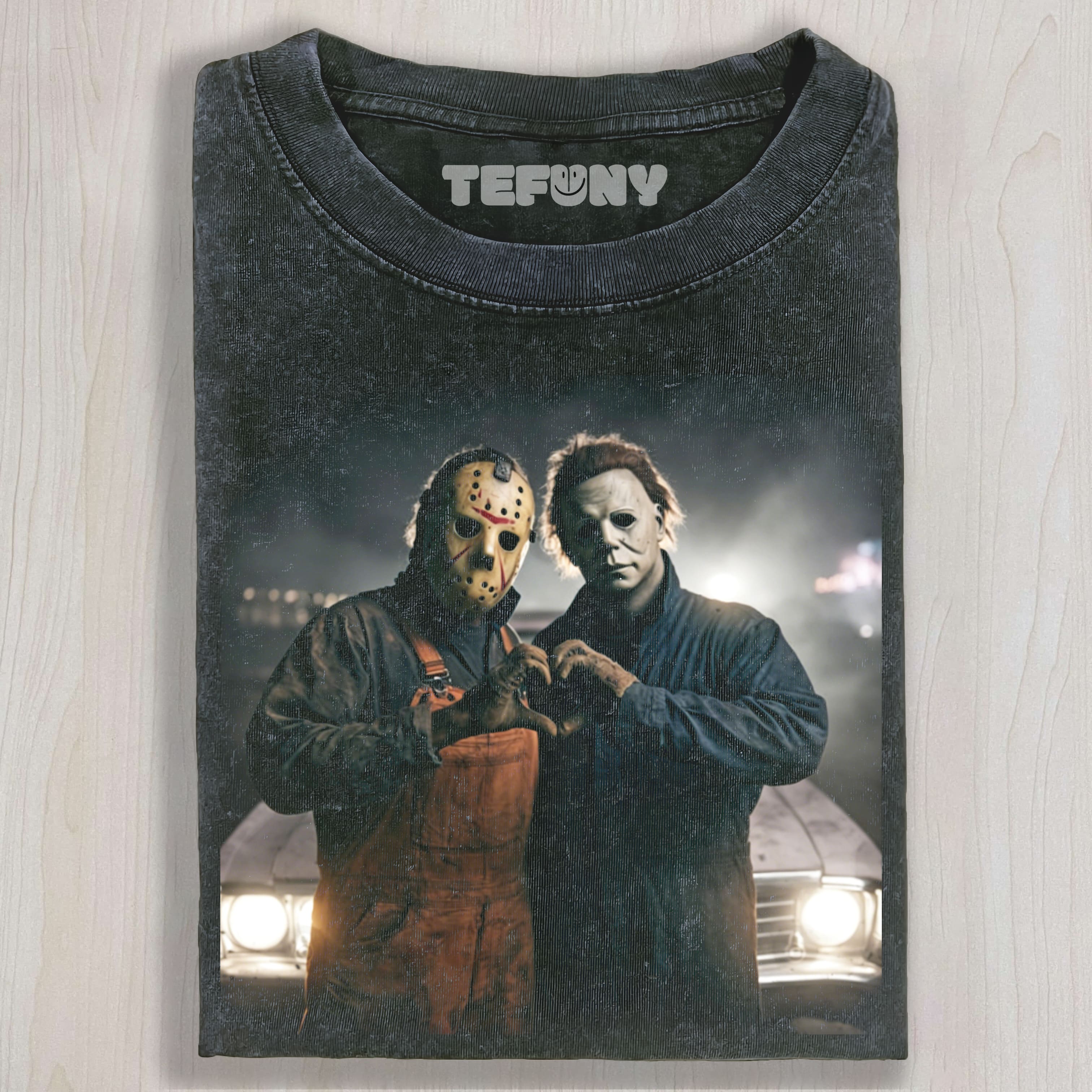 MICHAEL MYERS AND JASON V7 UNISEX TEE, TANK TOP, LAYERED LS, SWEATSHIRT & HOODIE