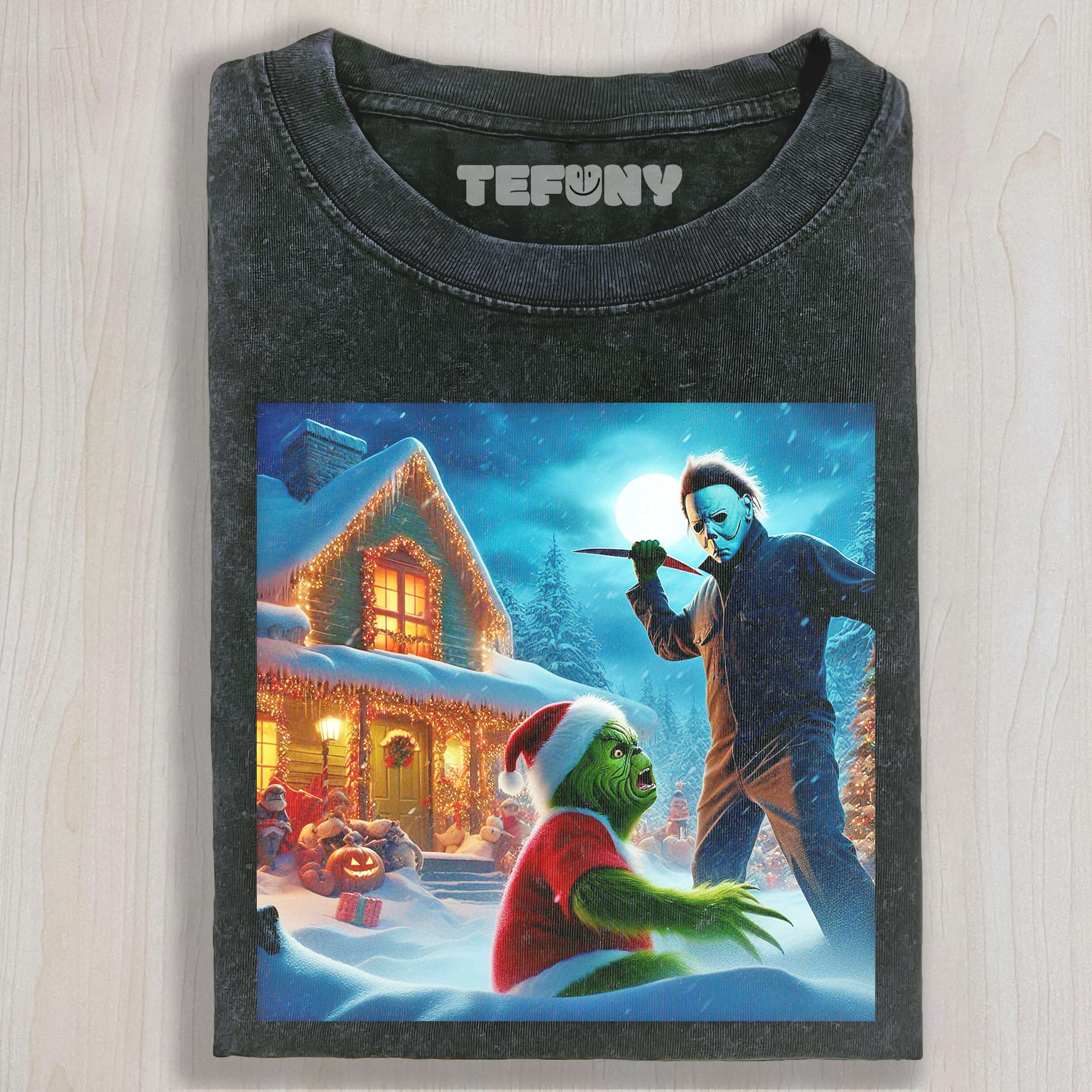 MICHAEL MYERS CHASES AFTER THE GRINCH T-SHIRT & LONG SLEEVES & HOODIES