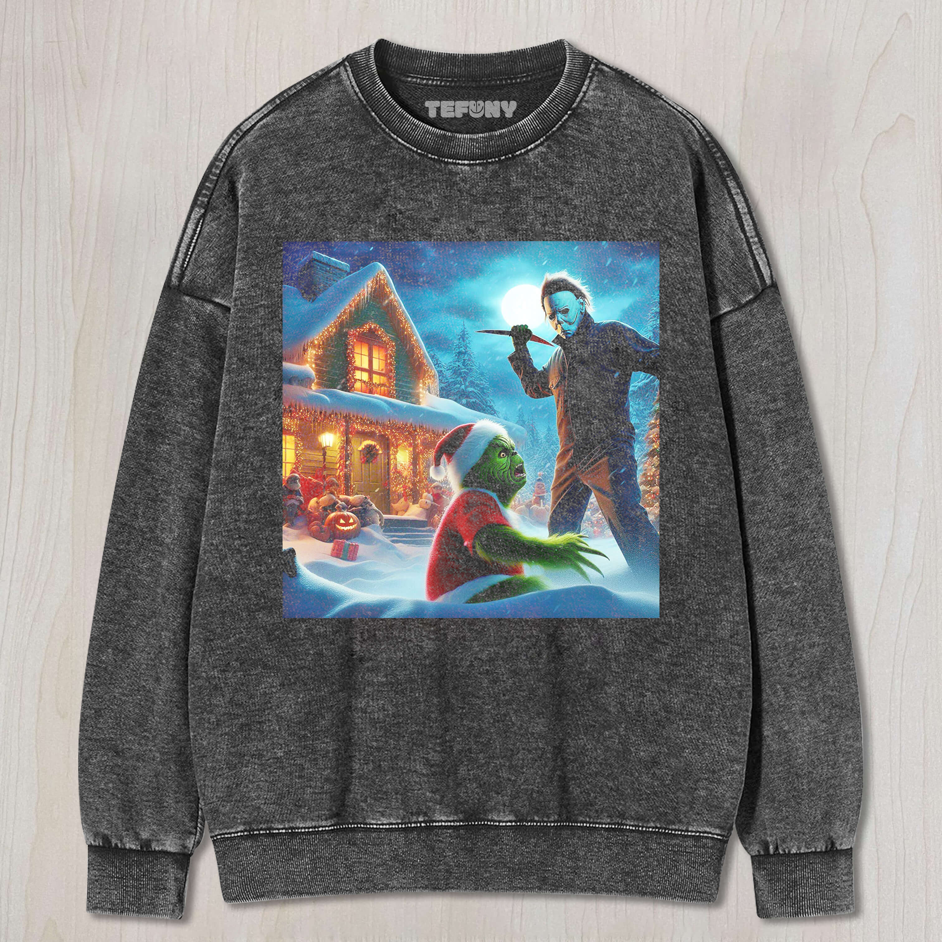 MICHAEL MYERS CHASES AFTER THE GRINCH T-SHIRT & LONG SLEEVES & HOODIES